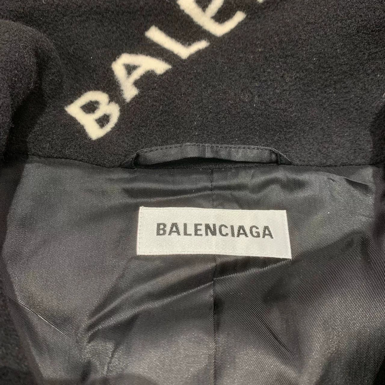 Balenciaga Balenciaga Black Wool Printed Coat Size XXS / US 00 / IT 34 - 4 Thumbnail
