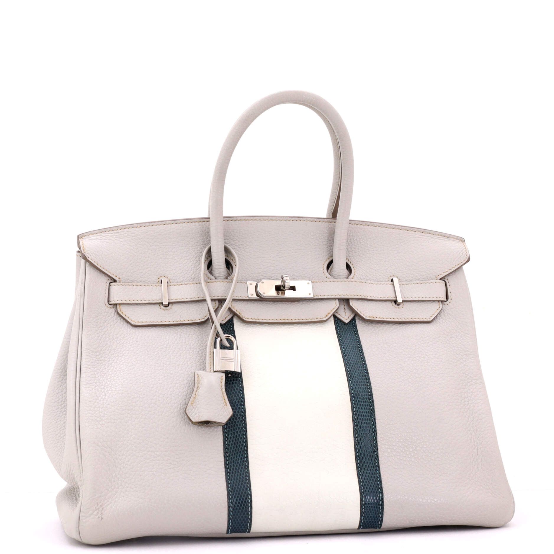 Hermes Club Birkin Bag Grey Clemence and Lizard with Palladium Hard Size ONE SIZE - 2 Thumbnail