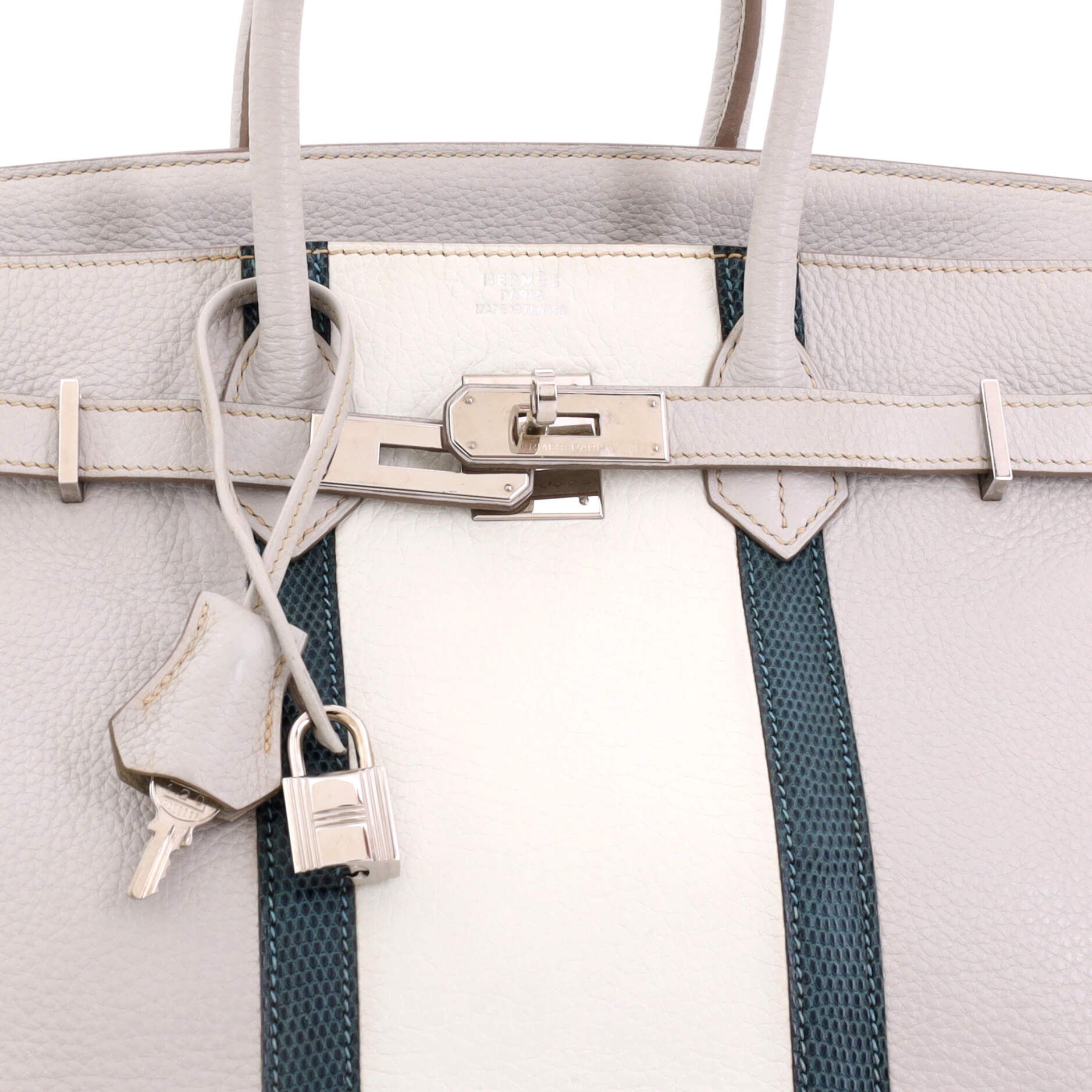 Hermes Club Birkin Bag Grey Clemence and Lizard with Palladium Hard Size ONE SIZE - 6 Thumbnail