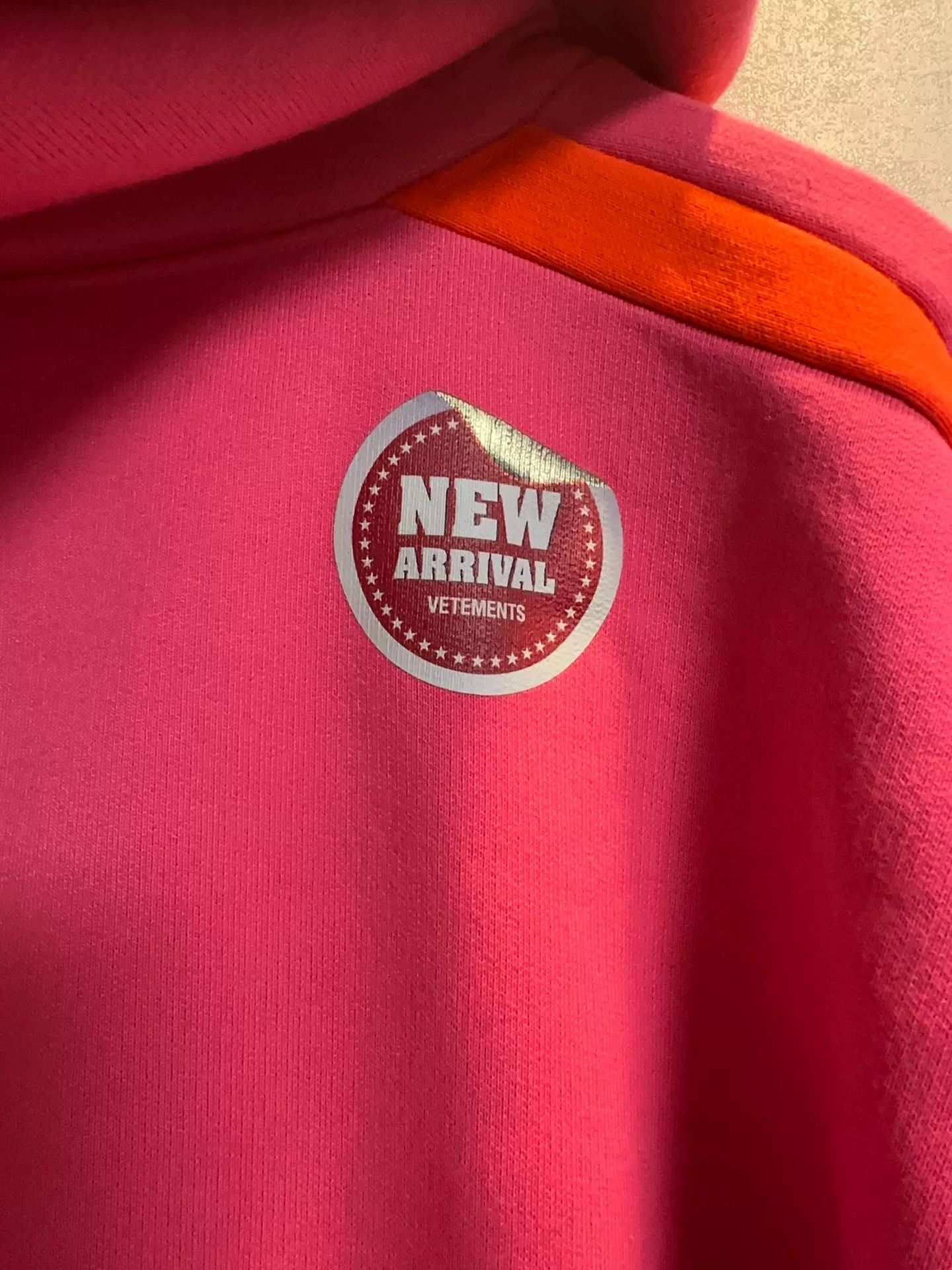Vetements Pink Hoodie with Sticker Design