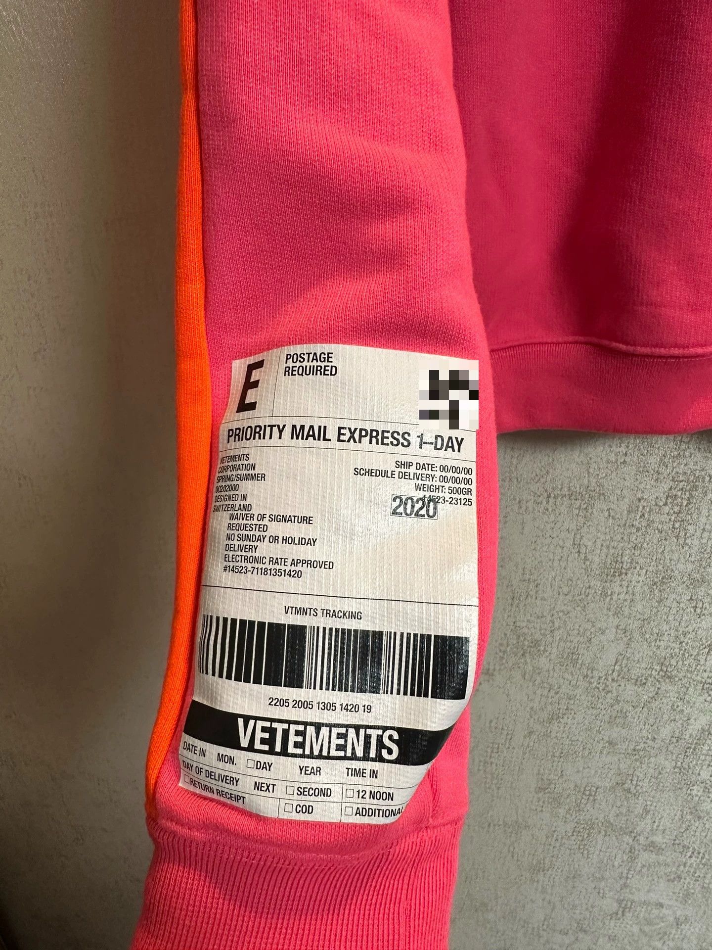 Vetements Pink Hoodie with Sticker Design