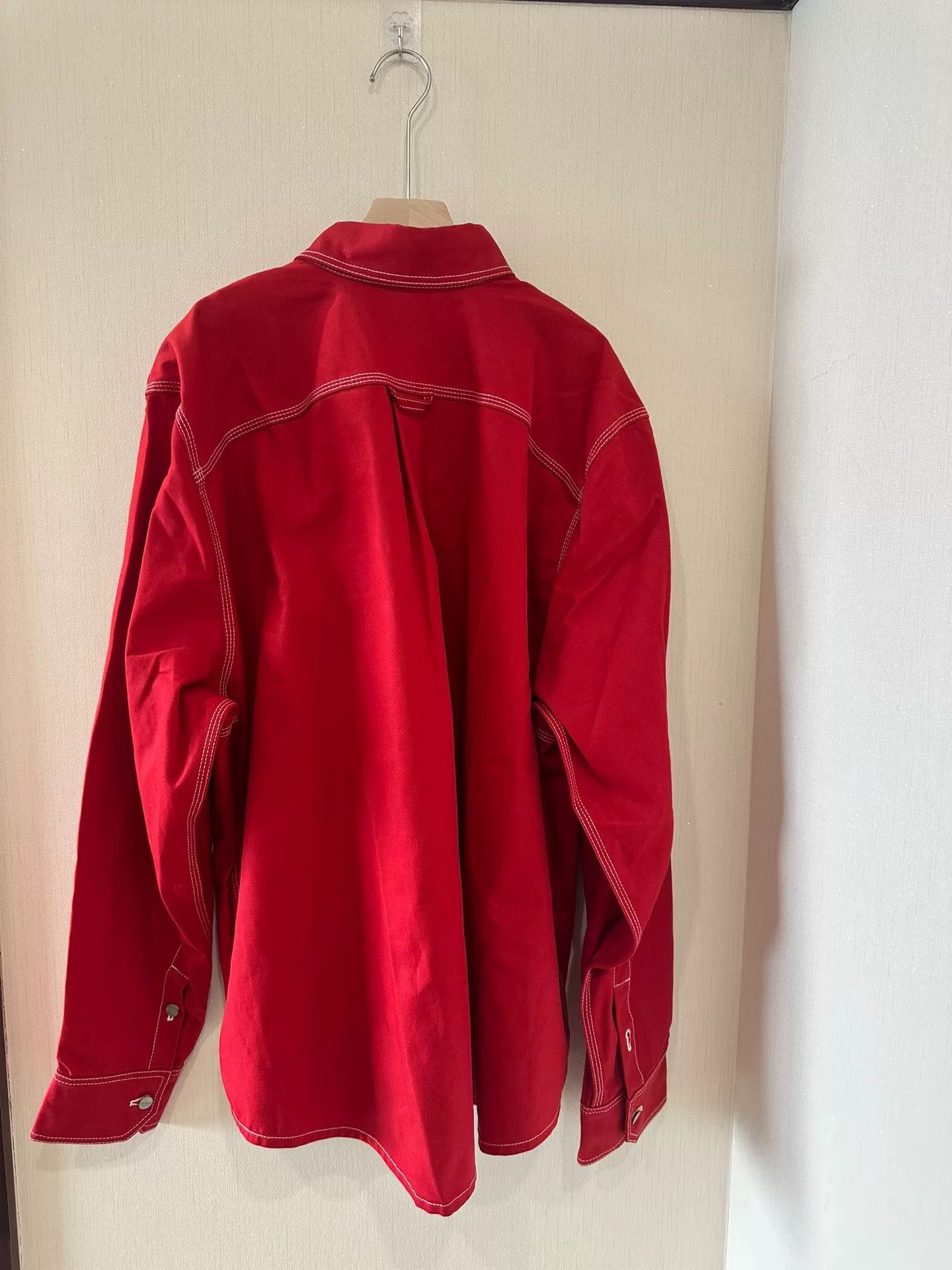 Vetements Vetements Red Denim Shirt Jacket Size US S / EU 44-46 / 1 - 2 Thumbnail