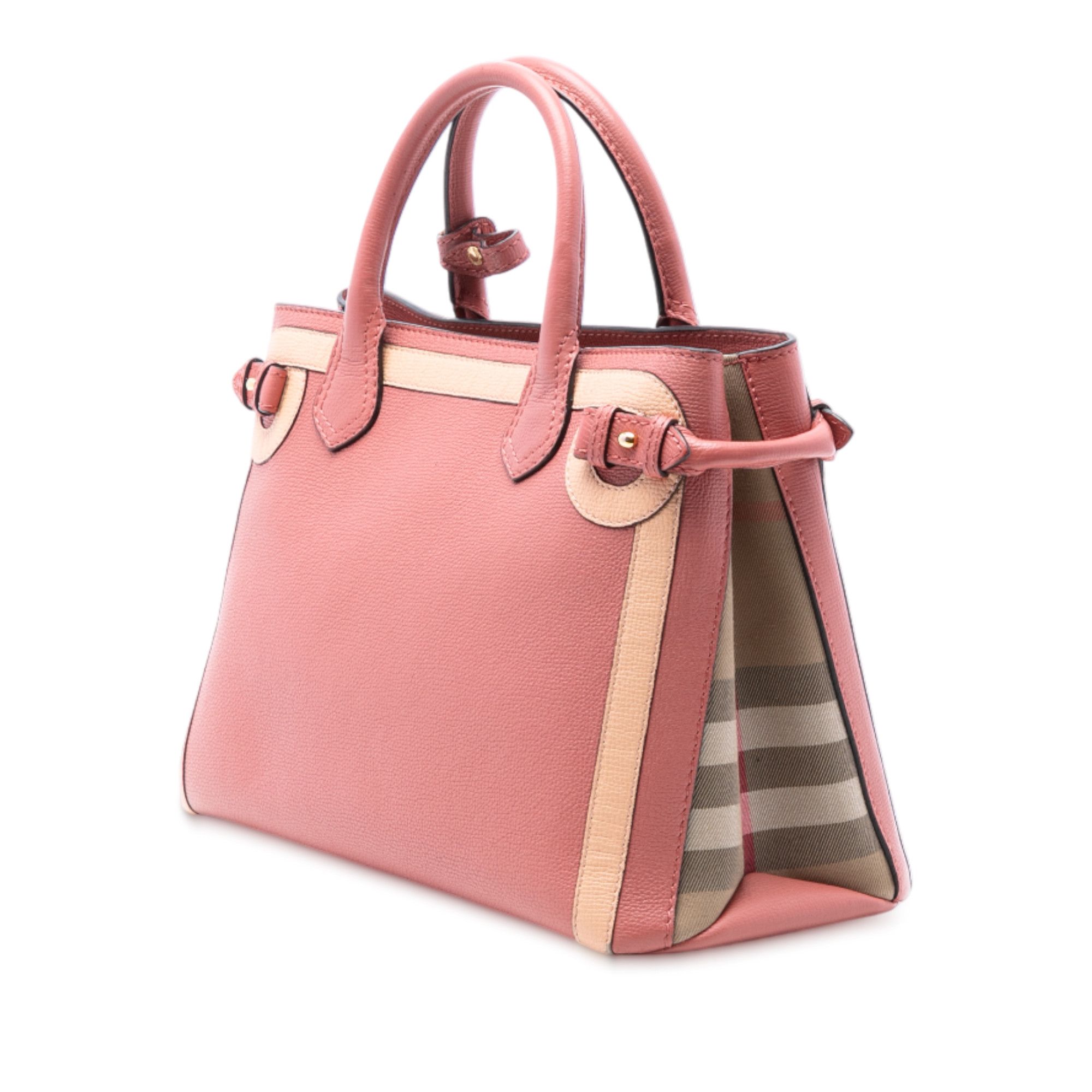 Burberry Burberry Medium Bicolor Leather and House Check Banner Satchel Size ONE SIZE - 2 Thumbnail
