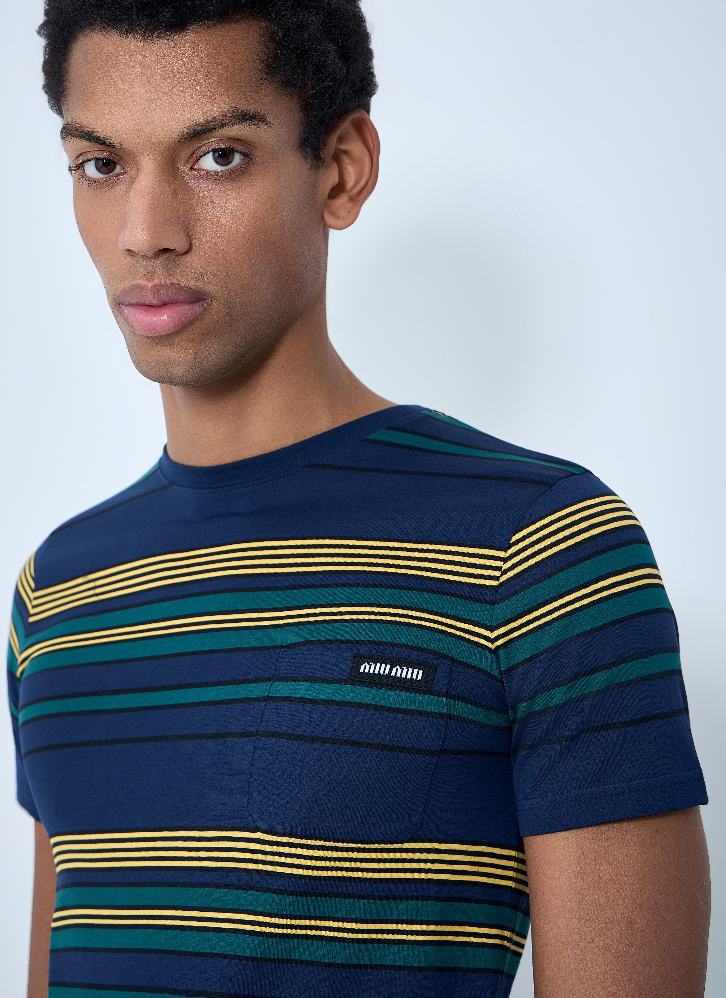Miu Miu Striped Cotton Jersey T-Shirt Size US L / EU 52-54 / 3 - 5 Thumbnail