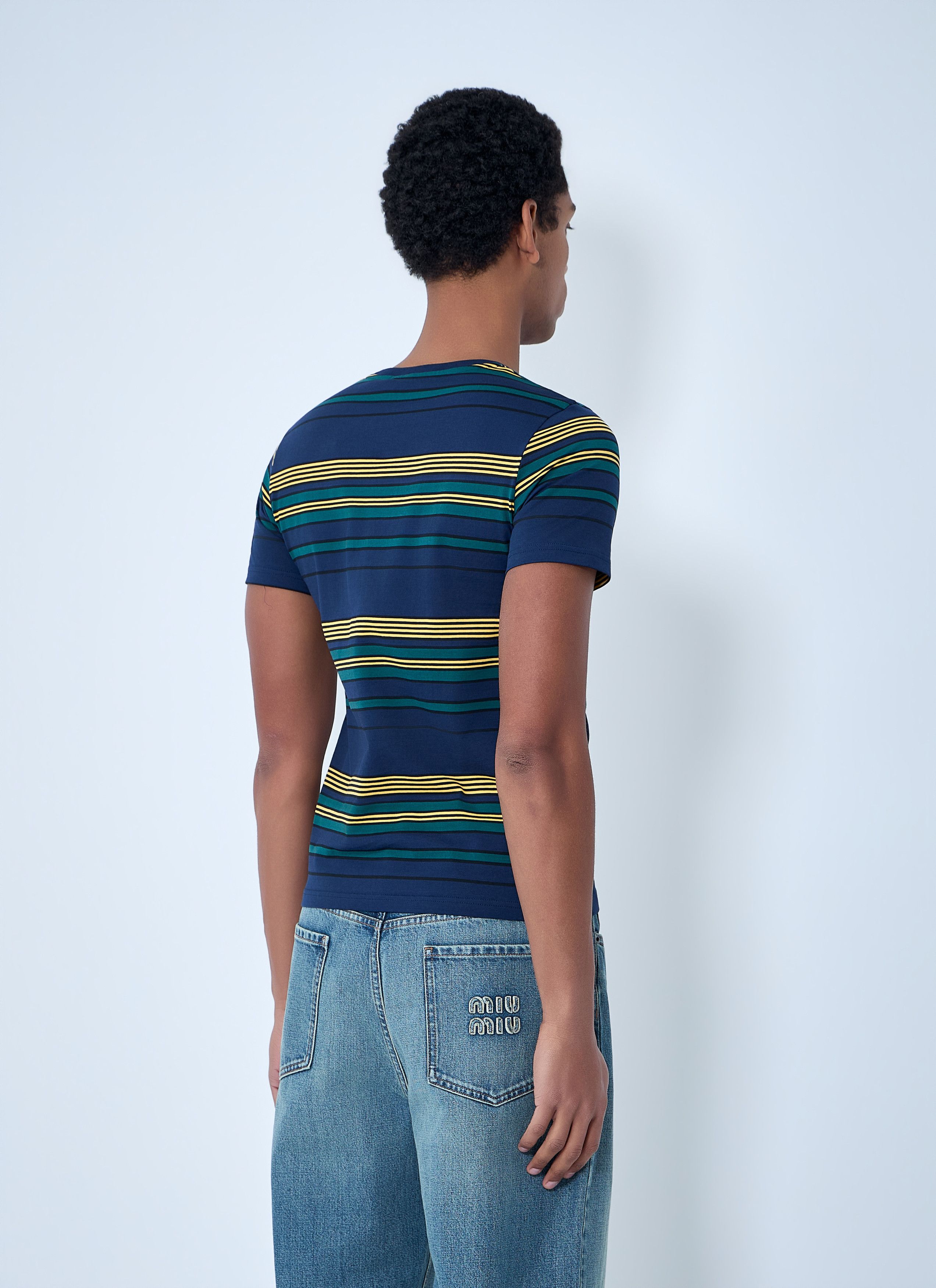 Miu Miu Striped Cotton Jersey T-Shirt Size US XL / EU 56 / 4 - 4 Thumbnail