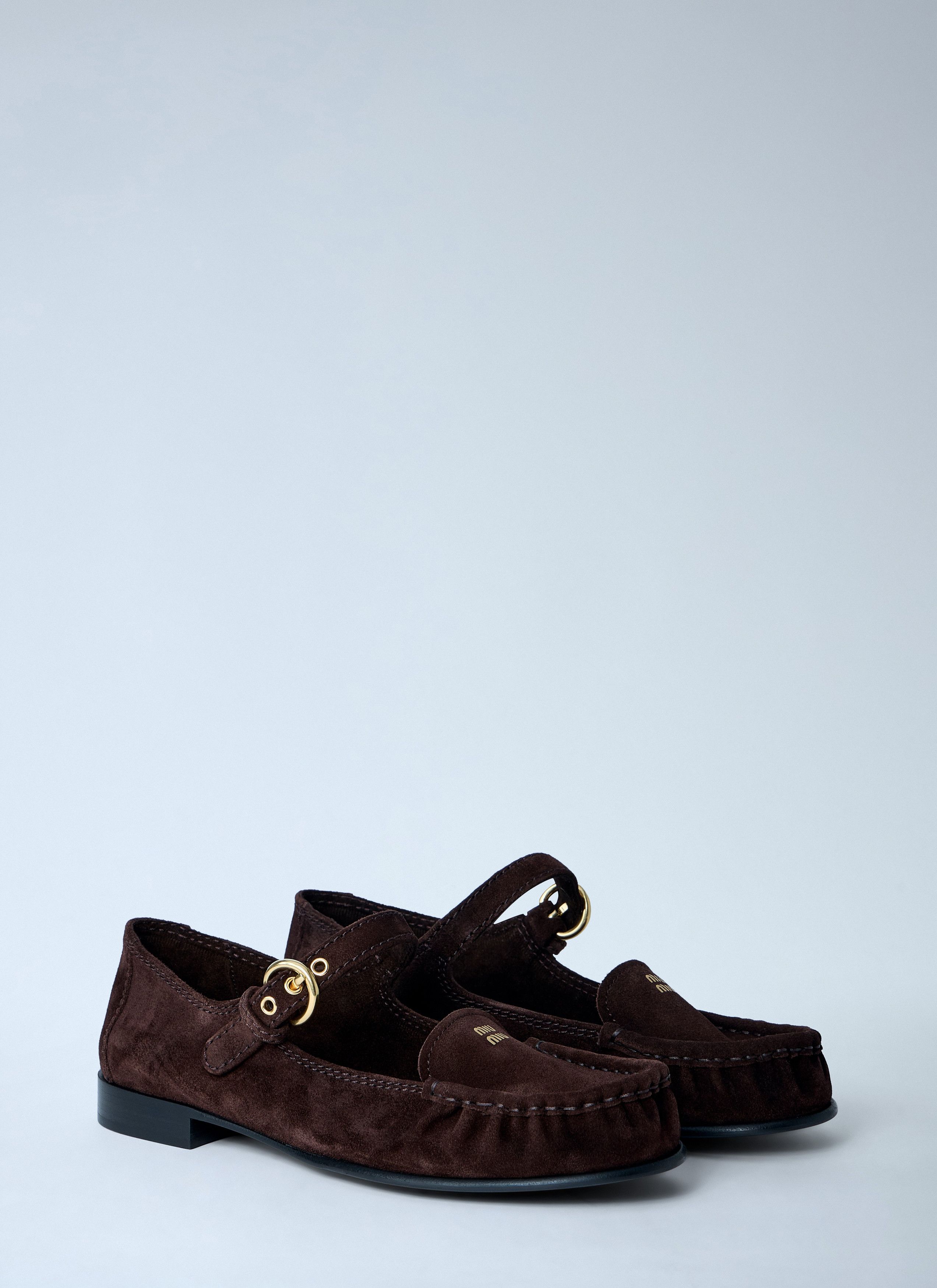 Miu Miu Suede Mary Jane Loafers Size US 7 / IT 37 - 2 Thumbnail