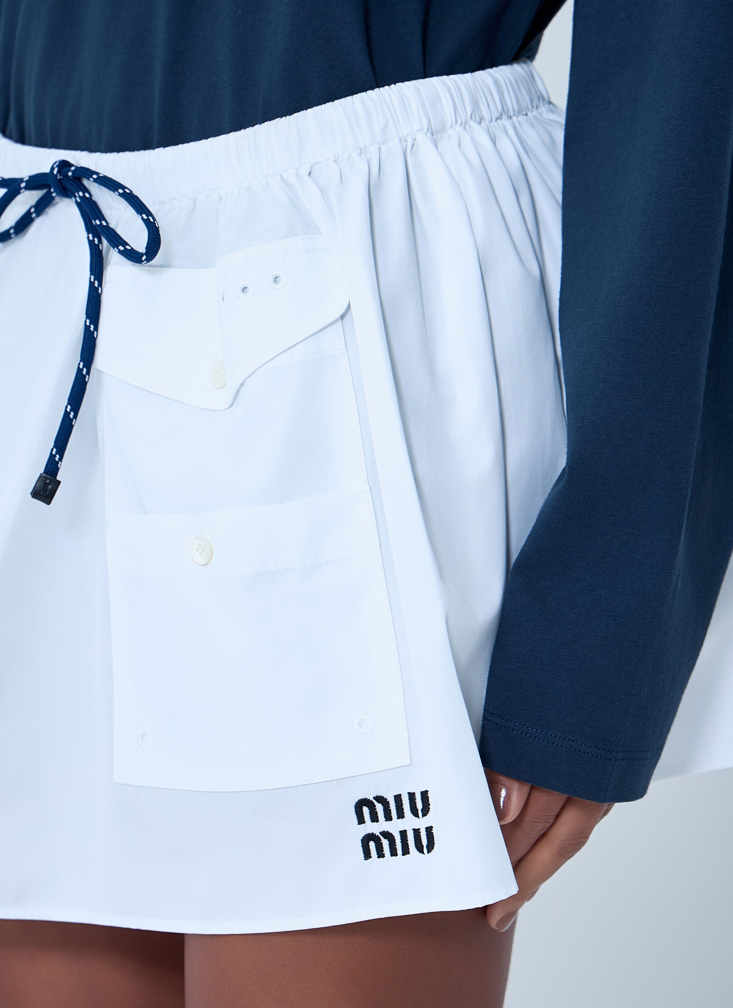 Miu Miu Drawstring Pocket Mini Skirt Size 28" / US 6 / IT 42 - 6 Thumbnail