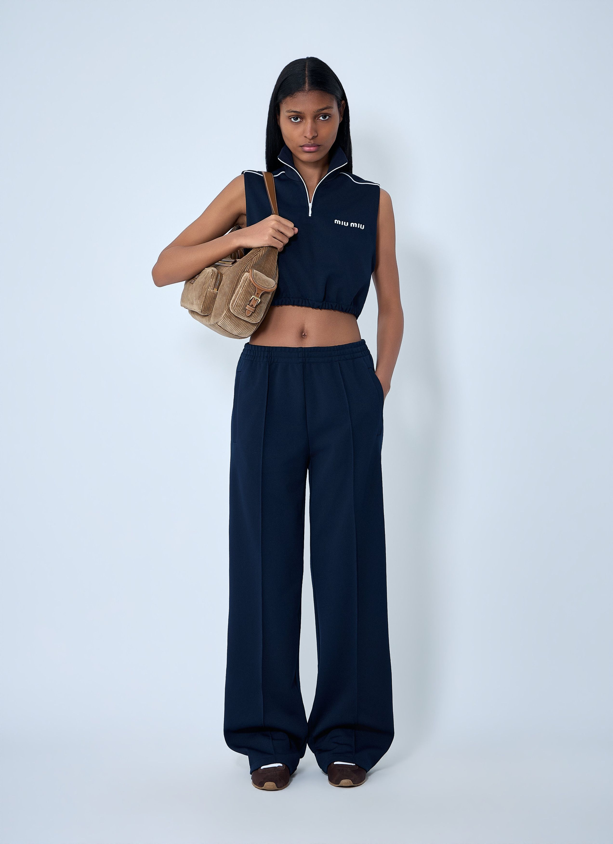 Miu Miu Elasticated Wide-Leg Pants Size 28" / US 6 / IT 42 - 2 Thumbnail