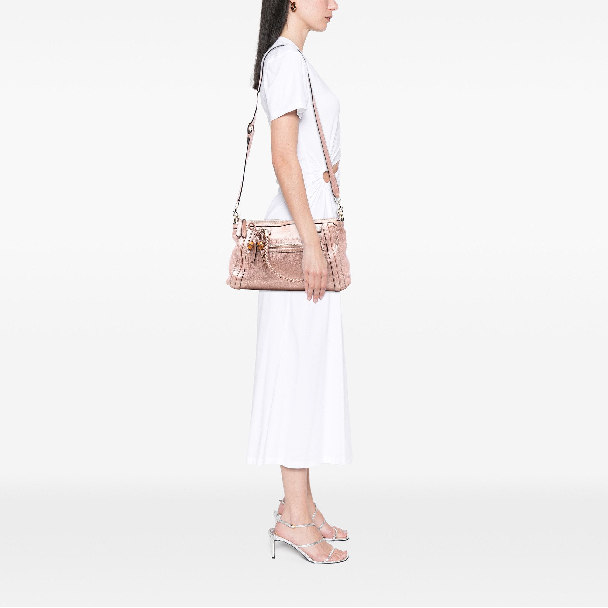 Gucci Gucci Metallic Pebbled Calfskin Bella Satchel Size ONE SIZE - 7 Thumbnail
