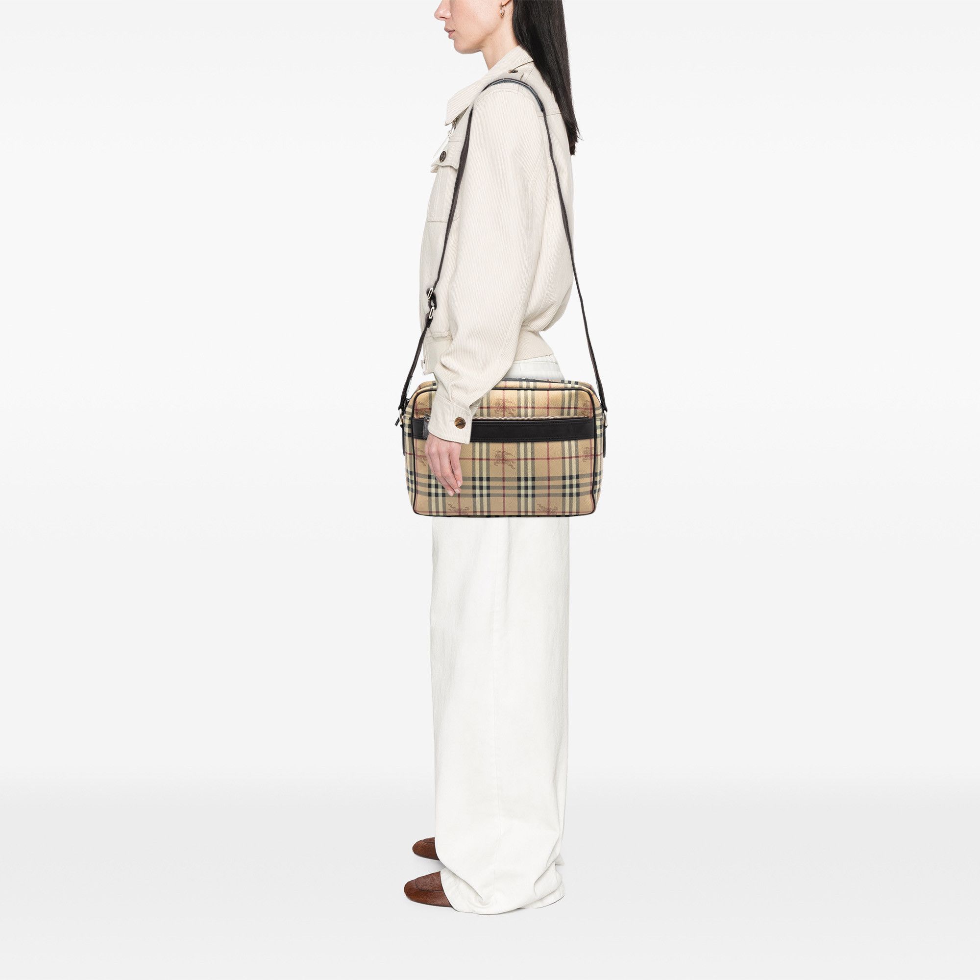 Burberry Burberry Haymarket Check Coated Canvas Messenger Bag Size ONE SIZE - 7 Thumbnail