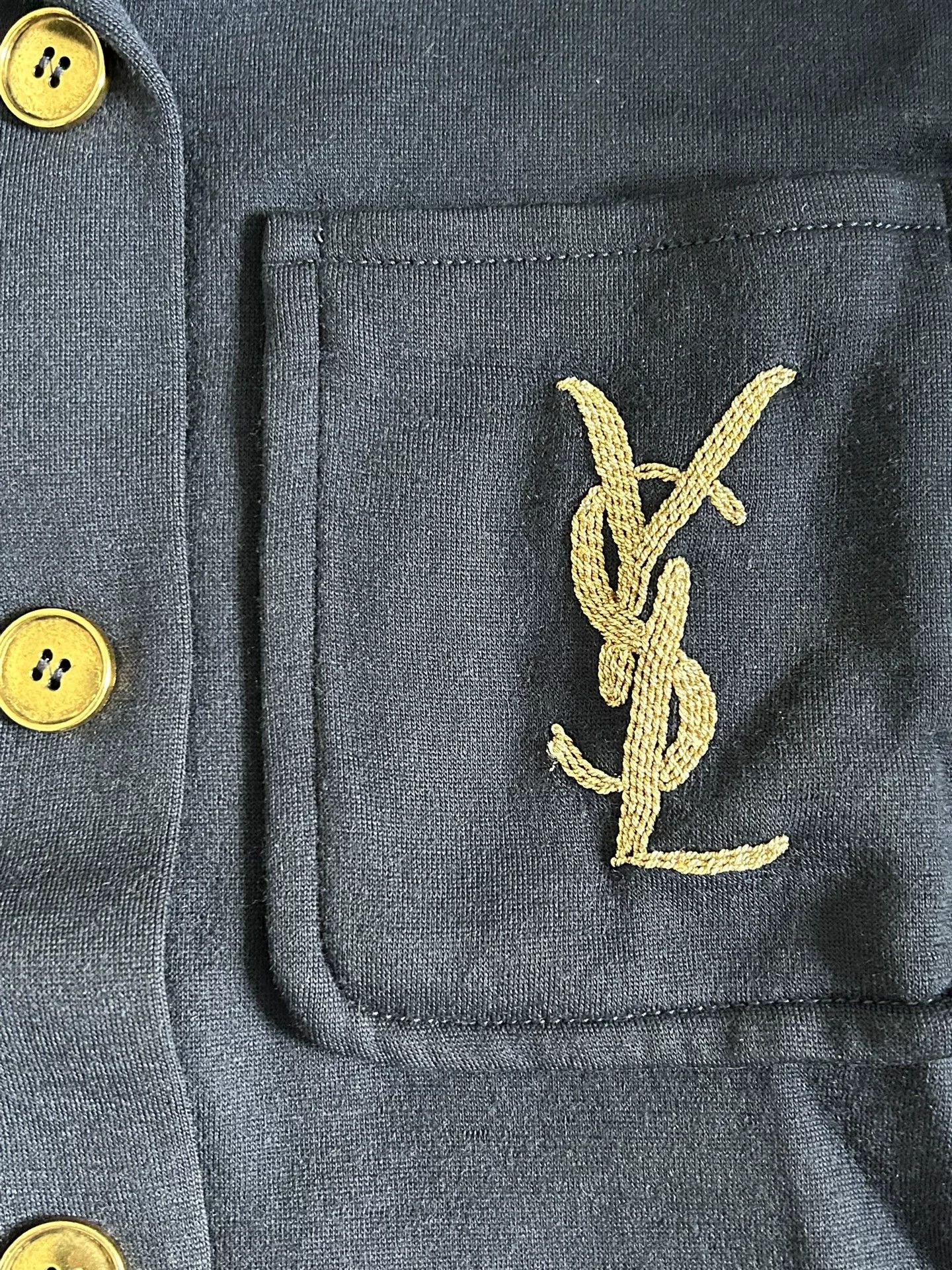 Yves Saint Laurent YSL Classic Embroidered Blue Shirt Jacket Size XS / US 0-2 / IT 36-38 - 5 Thumbnail