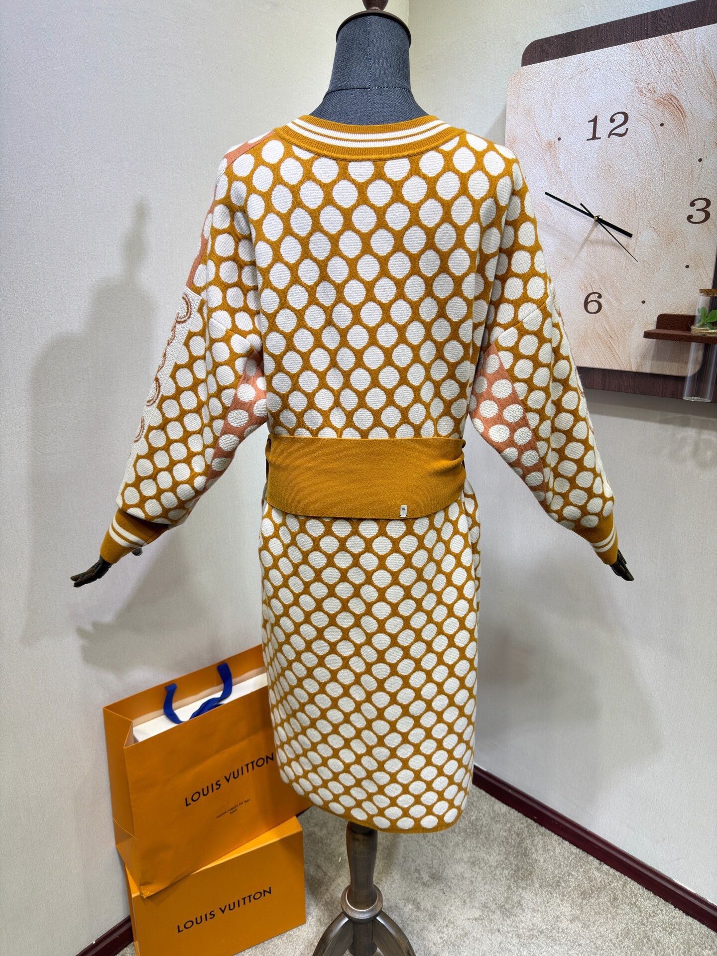 Hermes Hermes Khaki Polka Dot Knit Dress Size S / US 4 / IT 40 - 2 Thumbnail