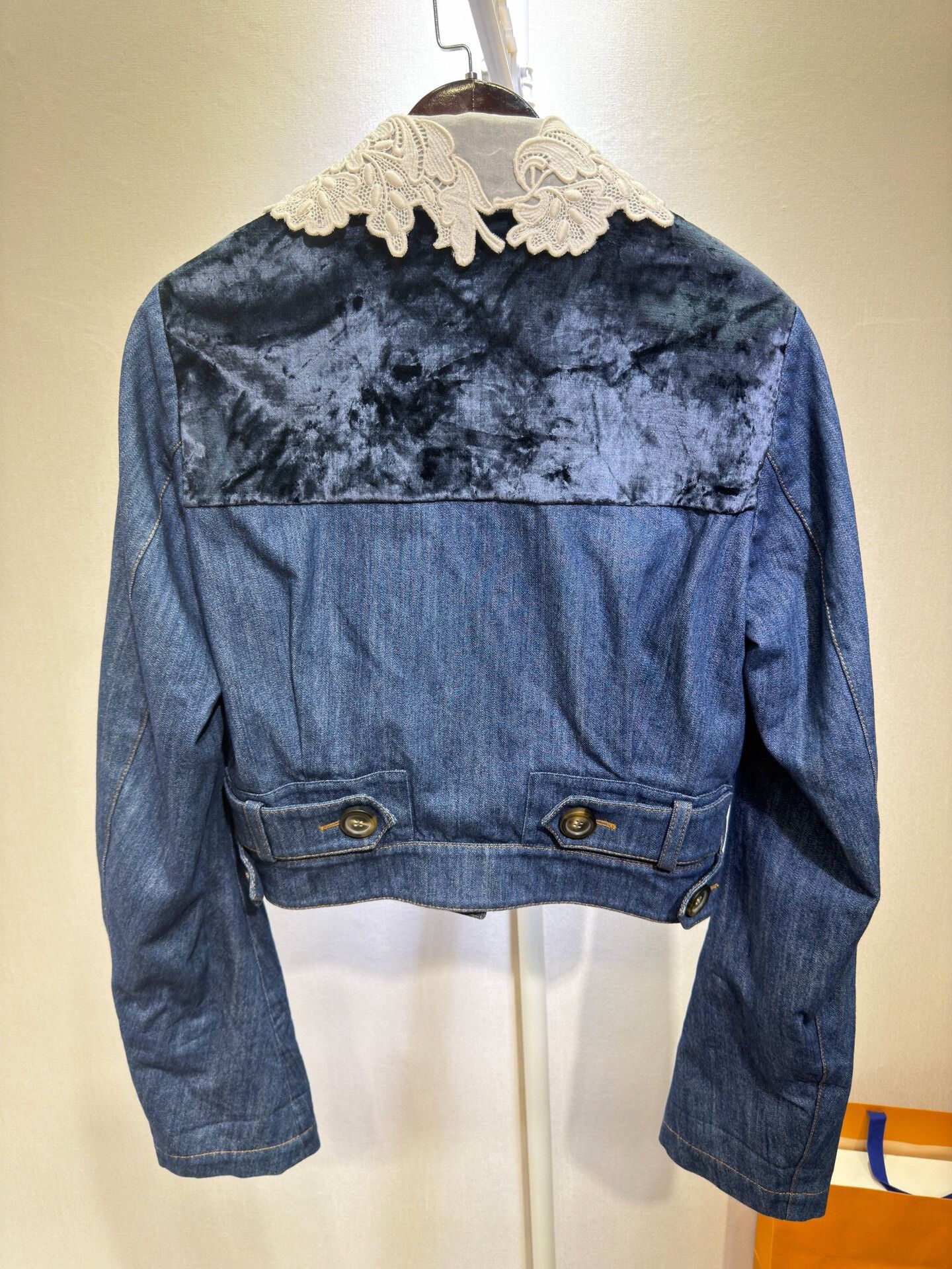 Miu Miu MiuMiu Lace Collar Denim Jacket Size S / US 4 / IT 40 - 2 Thumbnail