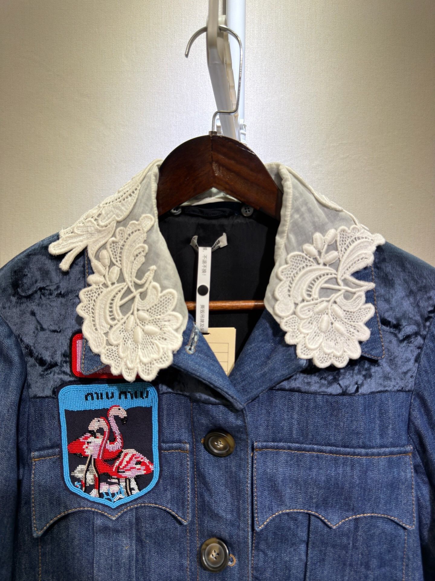 Miu Miu MiuMiu Lace Collar Denim Jacket Size S / US 4 / IT 40 - 3 Thumbnail