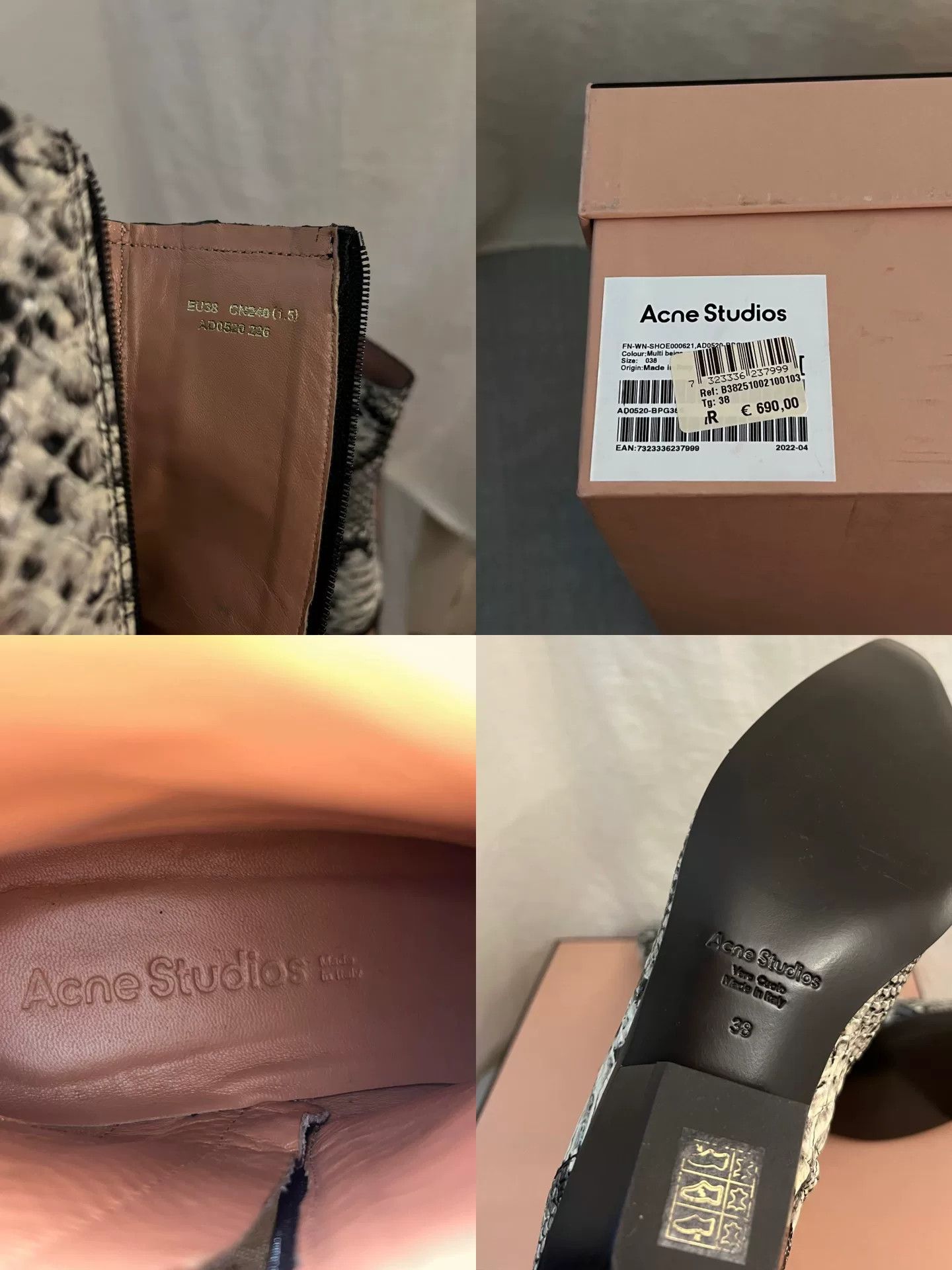 Acne Studios Acne Studios White Snakeskin Chelsea Boots Size US 7 / IT 37 - 8 Thumbnail