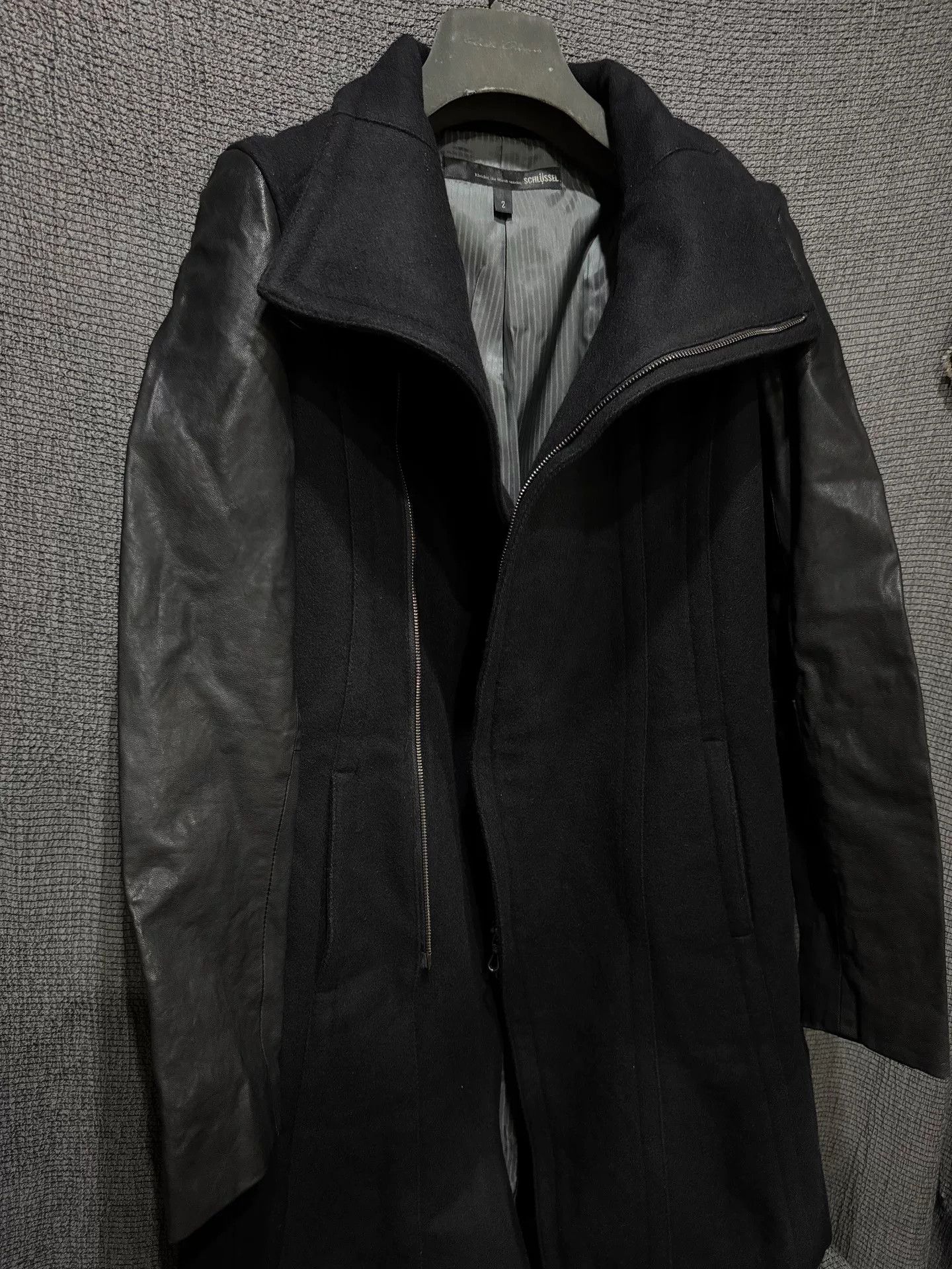 Rick Owens Avant-garde Black Coat with Leather Sleeves Size US M / EU 48-50 / 2 - 3 Thumbnail
