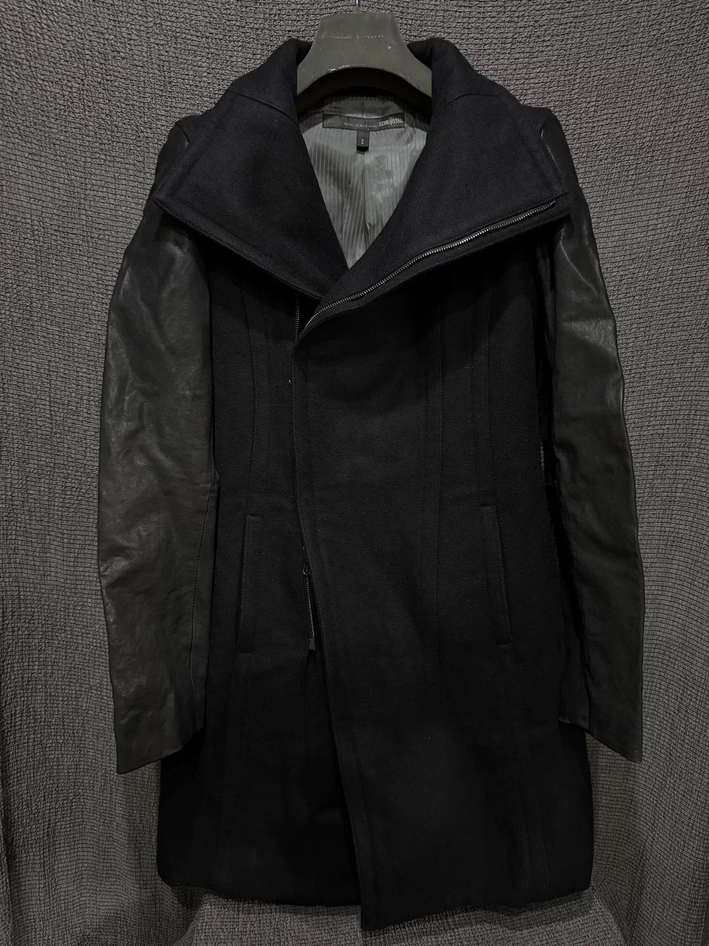 Rick Owens Avant-garde Black Coat with Leather Sleeves Size US M / EU 48-50 / 2 - 2 Thumbnail