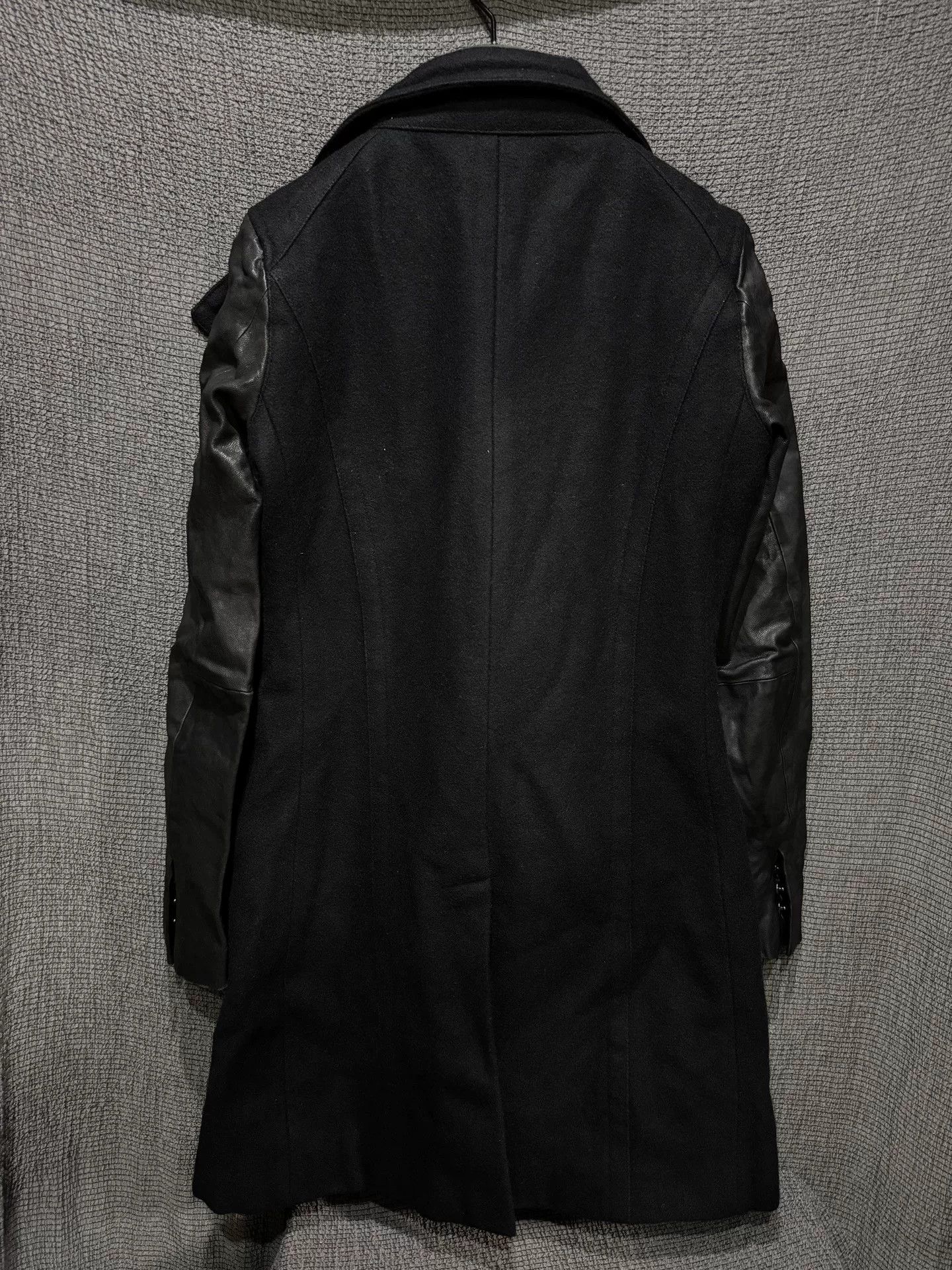 Rick Owens Avant-garde Black Coat with Leather Sleeves Size US M / EU 48-50 / 2 - 4 Thumbnail