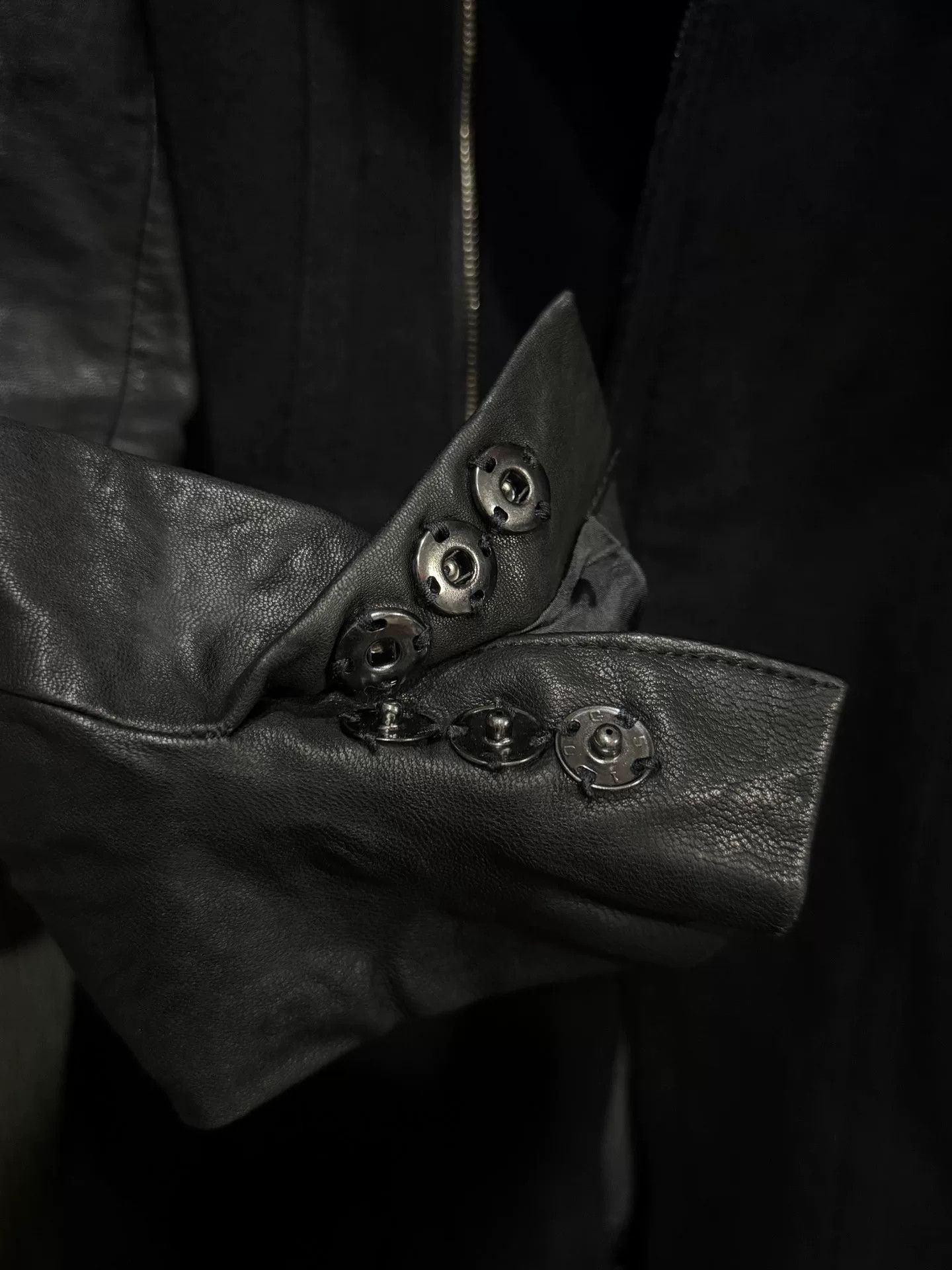 Rick Owens Avant-garde Black Coat with Leather Sleeves Size US M / EU 48-50 / 2 - 5 Thumbnail