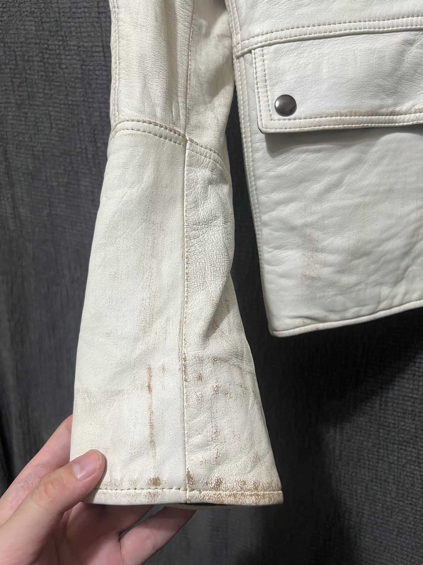 Isaac Sellam Experience Vintage Style White Leather Jacket Size US S / EU 44-46 / 1 - 5 Thumbnail