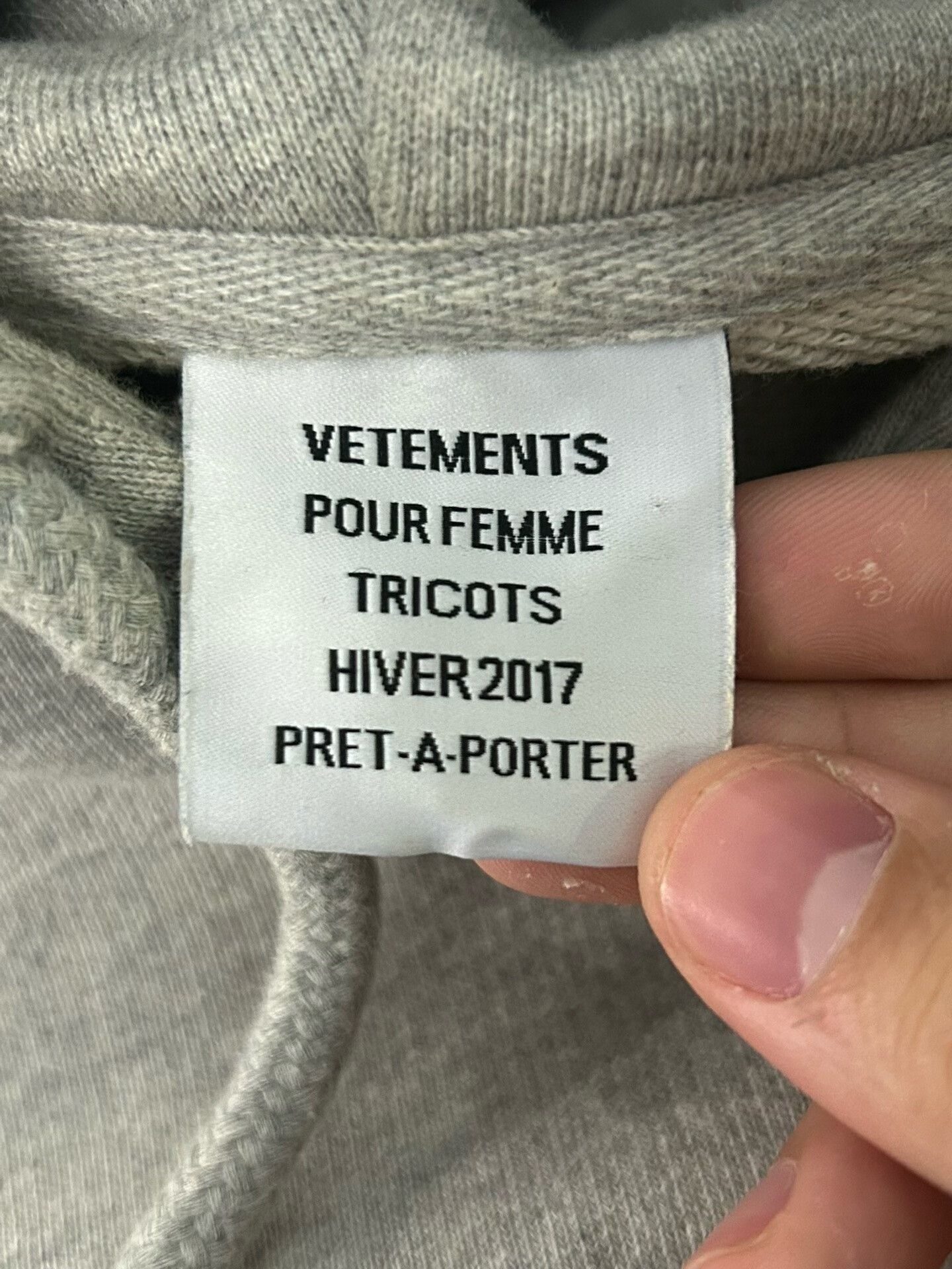 Vetements Vetements Gray Hooded Sweatshirt Size M Size US M / EU 48-50 / 2 - 6 Thumbnail