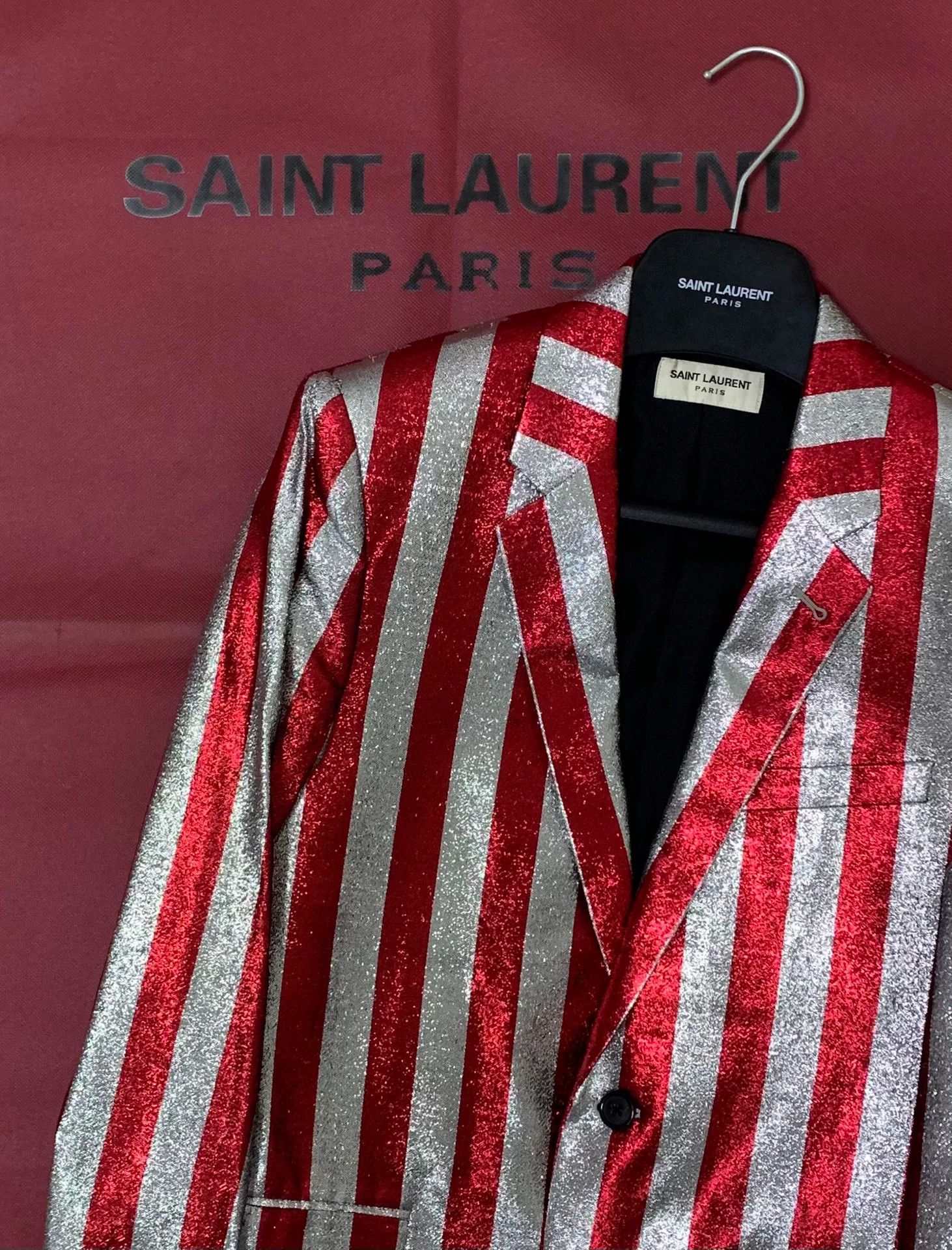 Saint Laurent Paris Saint Laurent Metallic Stripe Suit Jacket Size US S / EU 44-46 / 1 - 7 Thumbnail