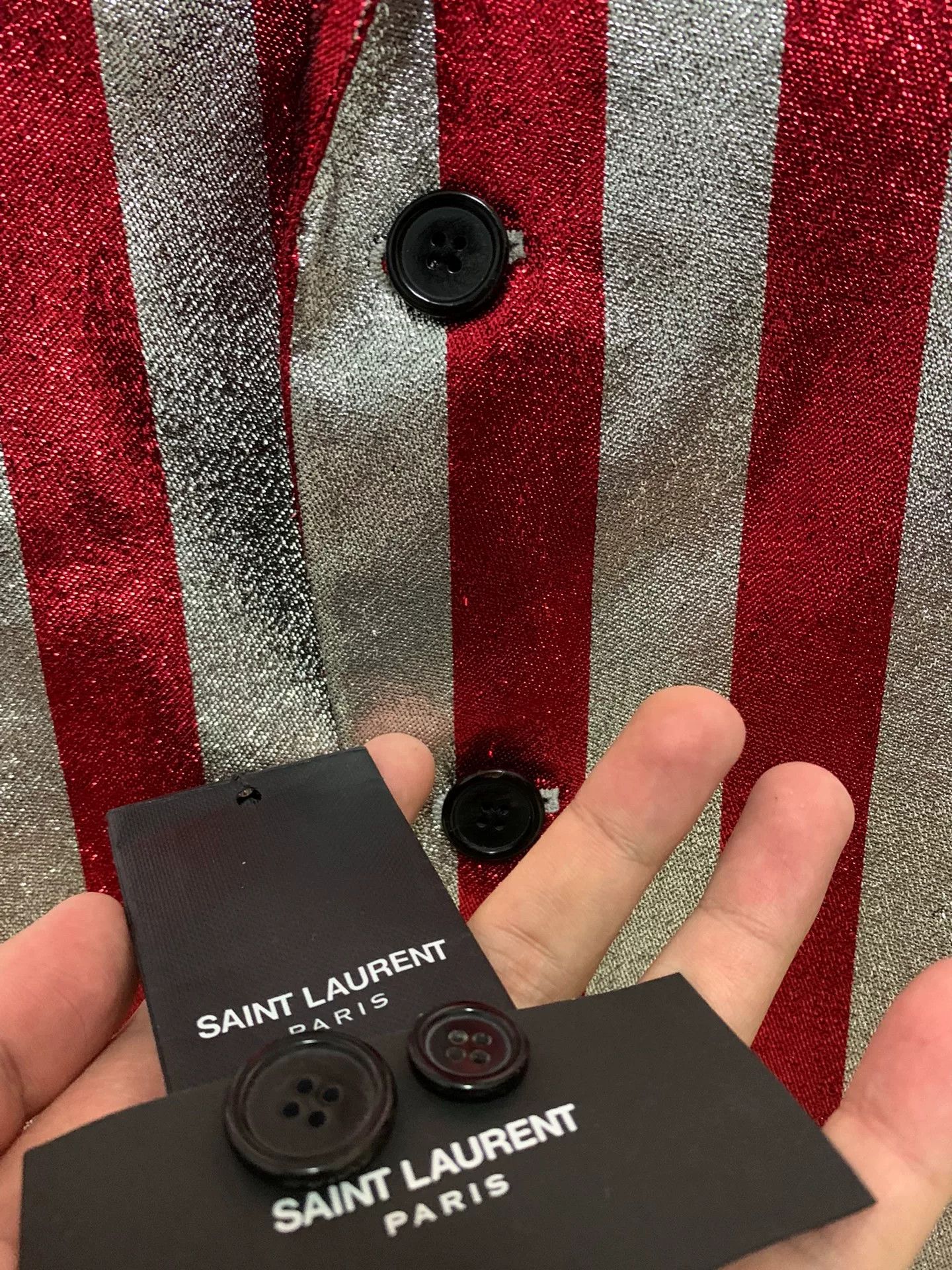 Saint Laurent Paris Saint Laurent Metallic Stripe Suit Jacket Size US S / EU 44-46 / 1 - 6 Thumbnail