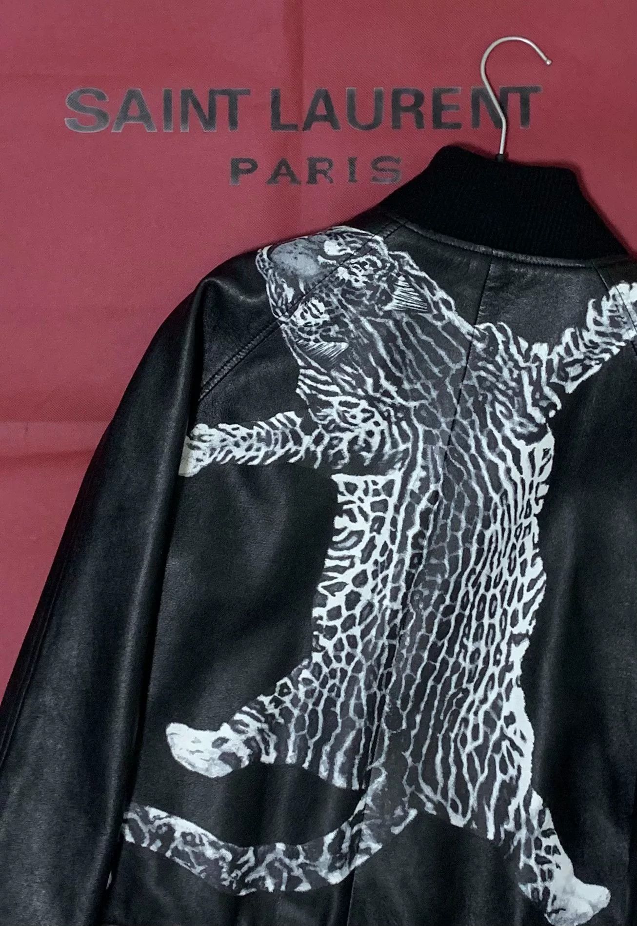 Saint Laurent Paris Saint Laurent Black Leather Leopard Jacket Size US S / EU 44-46 / 1 - 7 Thumbnail