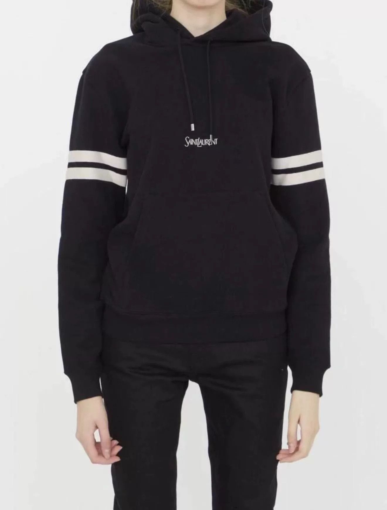 Saint Laurent Paris Saint Laurent Black Logo Hooded Sweatshirt Size US S / EU 44-46 / 1 - 8 Thumbnail