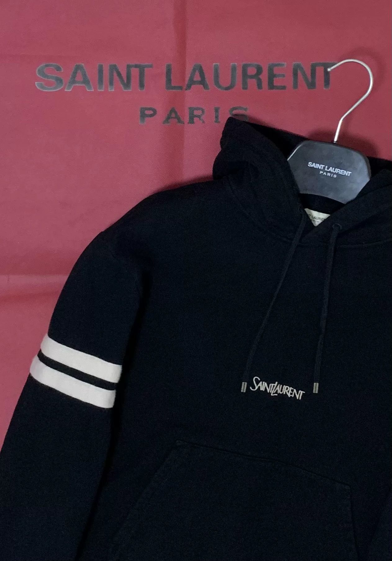 Saint Laurent Paris Saint Laurent Black Logo Hooded Sweatshirt Size US S / EU 44-46 / 1 - 6 Thumbnail