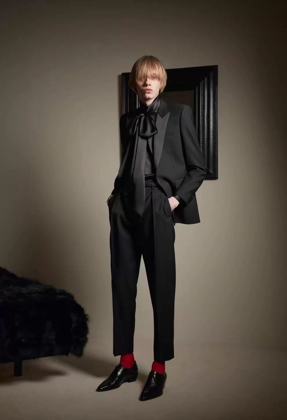 Saint Laurent Paris Saint Laurent Black Smoking Jacket Size US M / EU 48-50 / 2 - 7 Thumbnail
