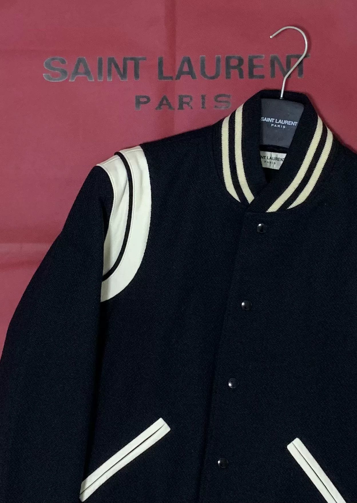 Saint Laurent Paris Saint Laurent Black and White Baseball Jacket Size US M / EU 48-50 / 2 - 7 Thumbnail