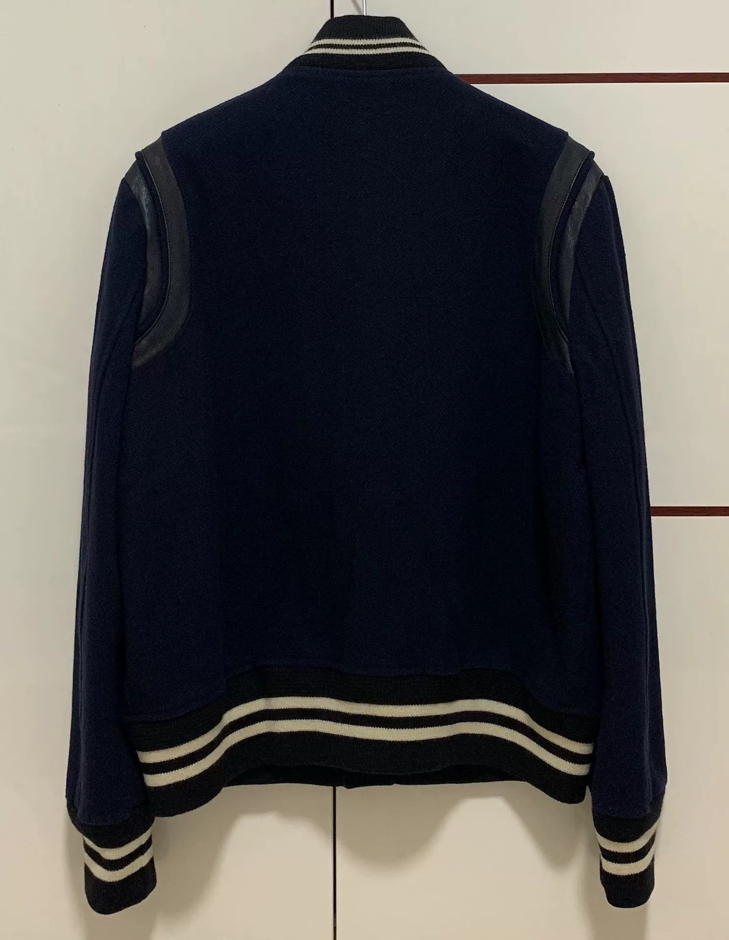 Saint Laurent Paris Saint Laurent Blue Wool Baseball Jacket Size US L / EU 52-54 / 3 - 2 Thumbnail