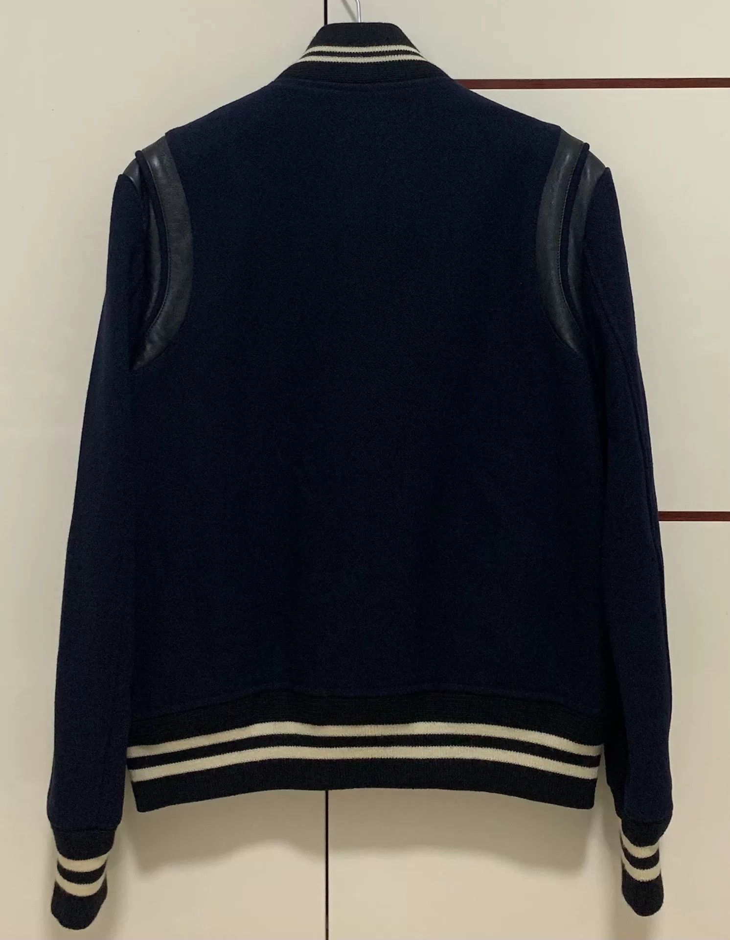 Saint Laurent Paris Saint Laurent Blue Wool Baseball Jacket Size US M / EU 48-50 / 2 - 2 Thumbnail