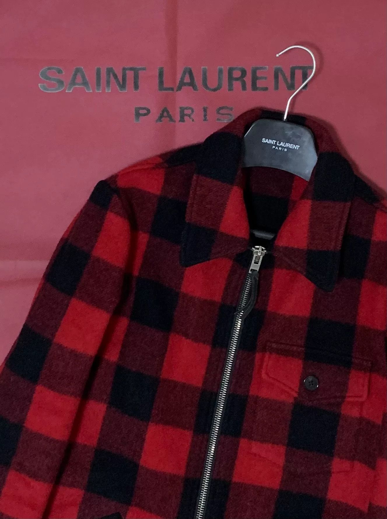 Saint Laurent Paris Saint Laurent Red and Black Plaid Jacket Size US M / EU 48-50 / 2 - 6 Thumbnail