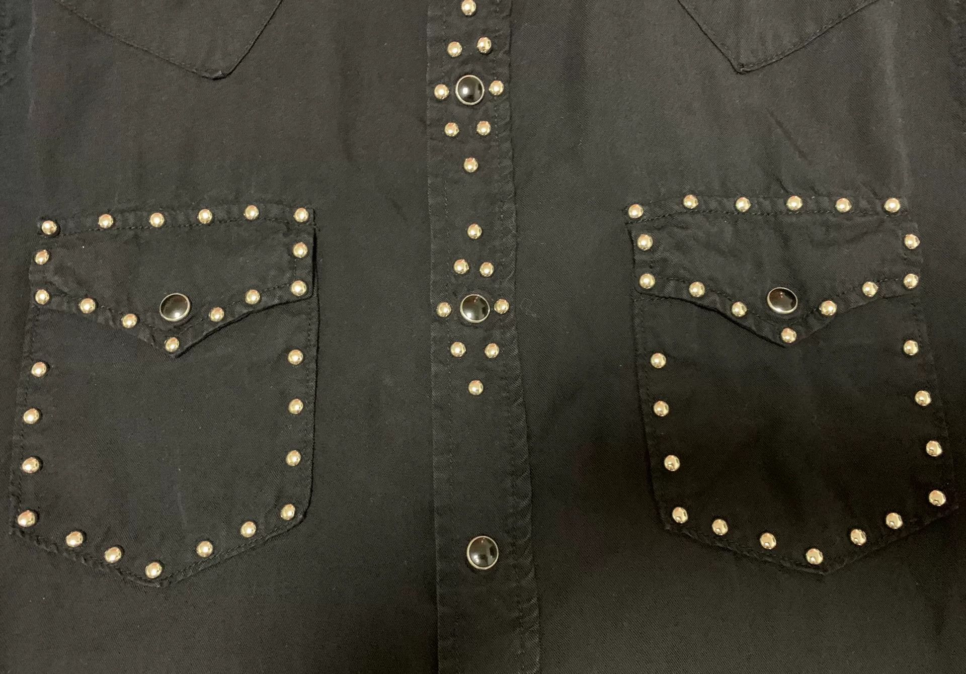 Saint Laurent Paris Saint Laurent Black Denim Shirt with Studs Size US L / EU 52-54 / 3 - 5 Thumbnail