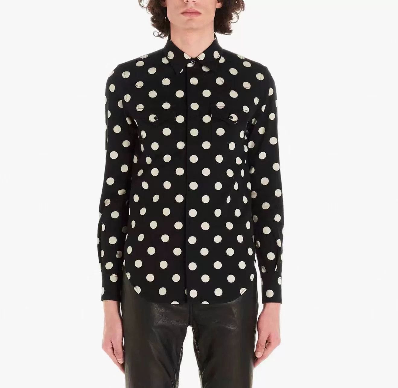 Saint Laurent Paris Saint Laurent Black and White Polka Dot Shirt Size S / US 4 / IT 40 - 7 Thumbnail