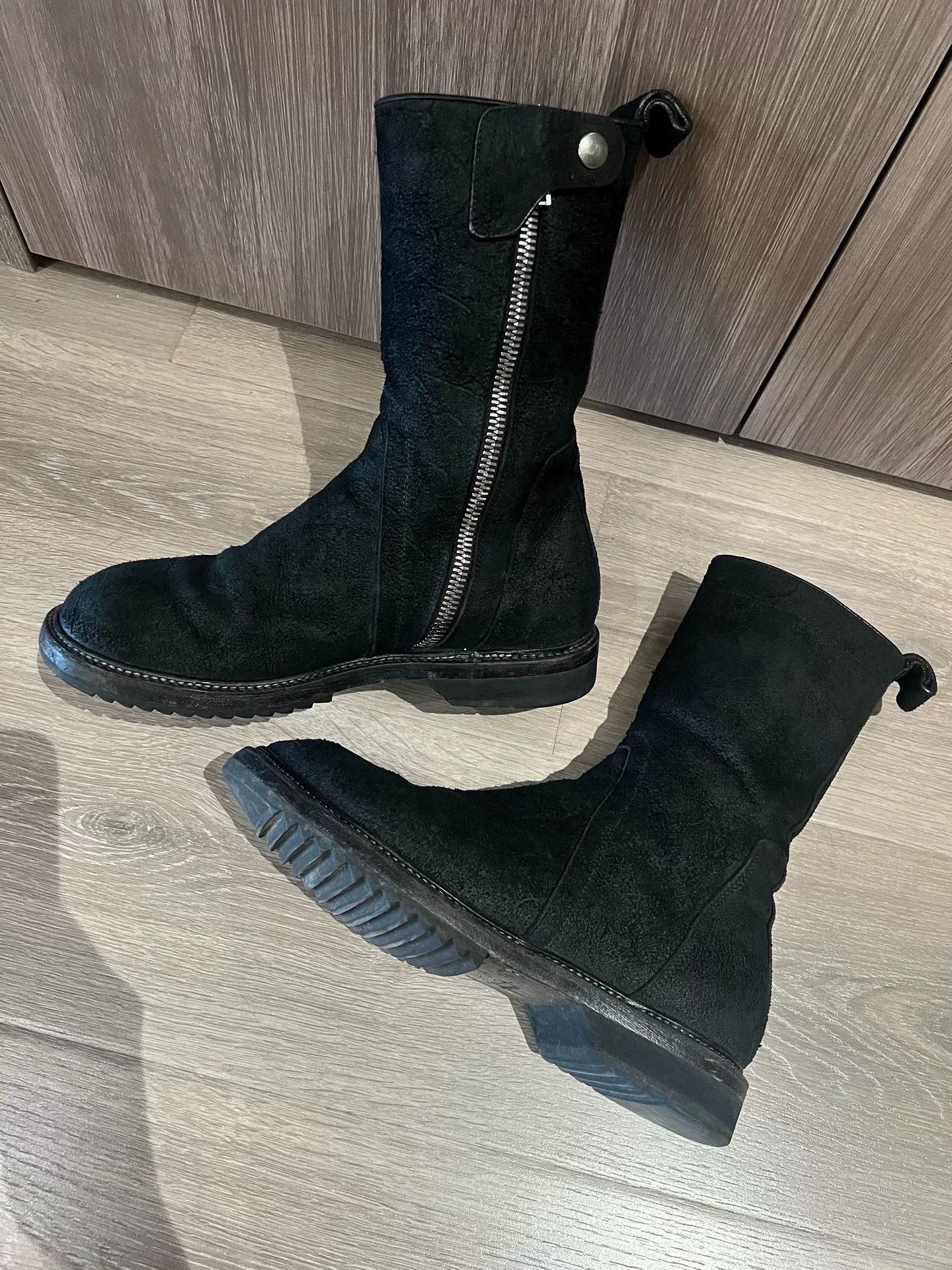 Rick Owens Rick Owens Black Suede Military Zip Boots Size US 7 / EU 40 - 3 Thumbnail