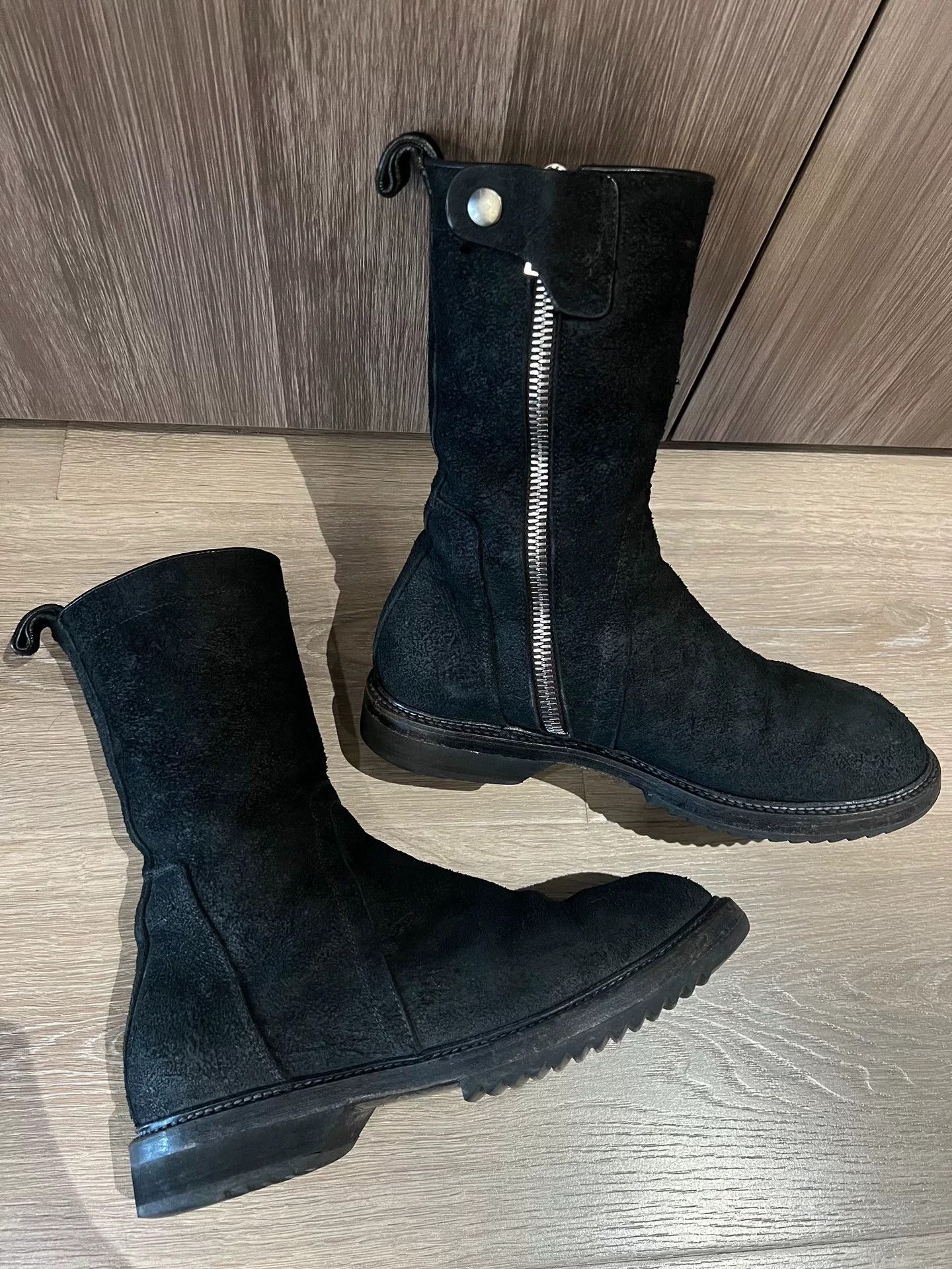 Rick Owens Rick Owens Black Suede Military Zip Boots Size US 7 / EU 40 - 4 Thumbnail