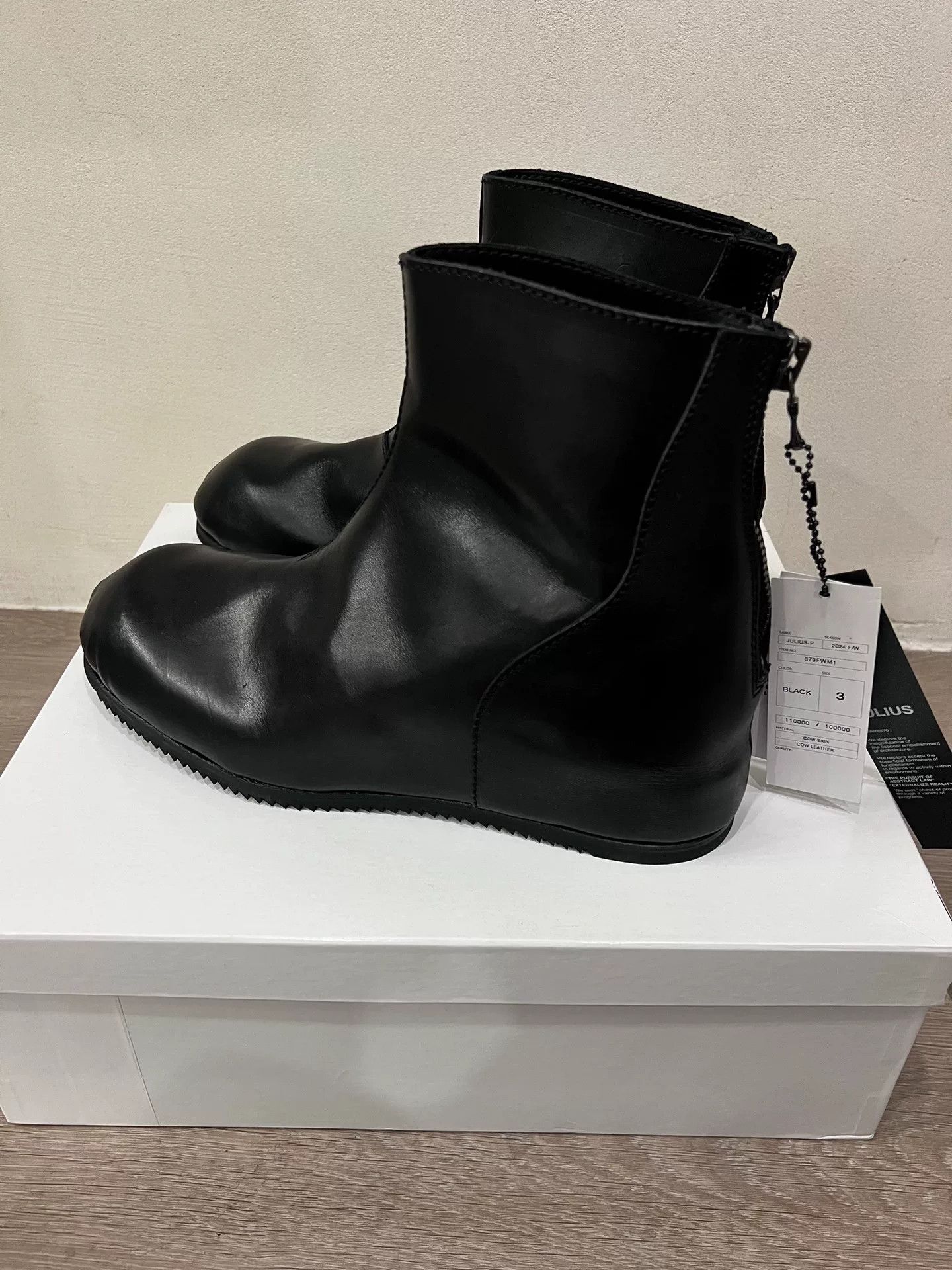 Julius Julius 7 Black Leather Ankle Boots Size US 10 / EU 43 - 3 Thumbnail
