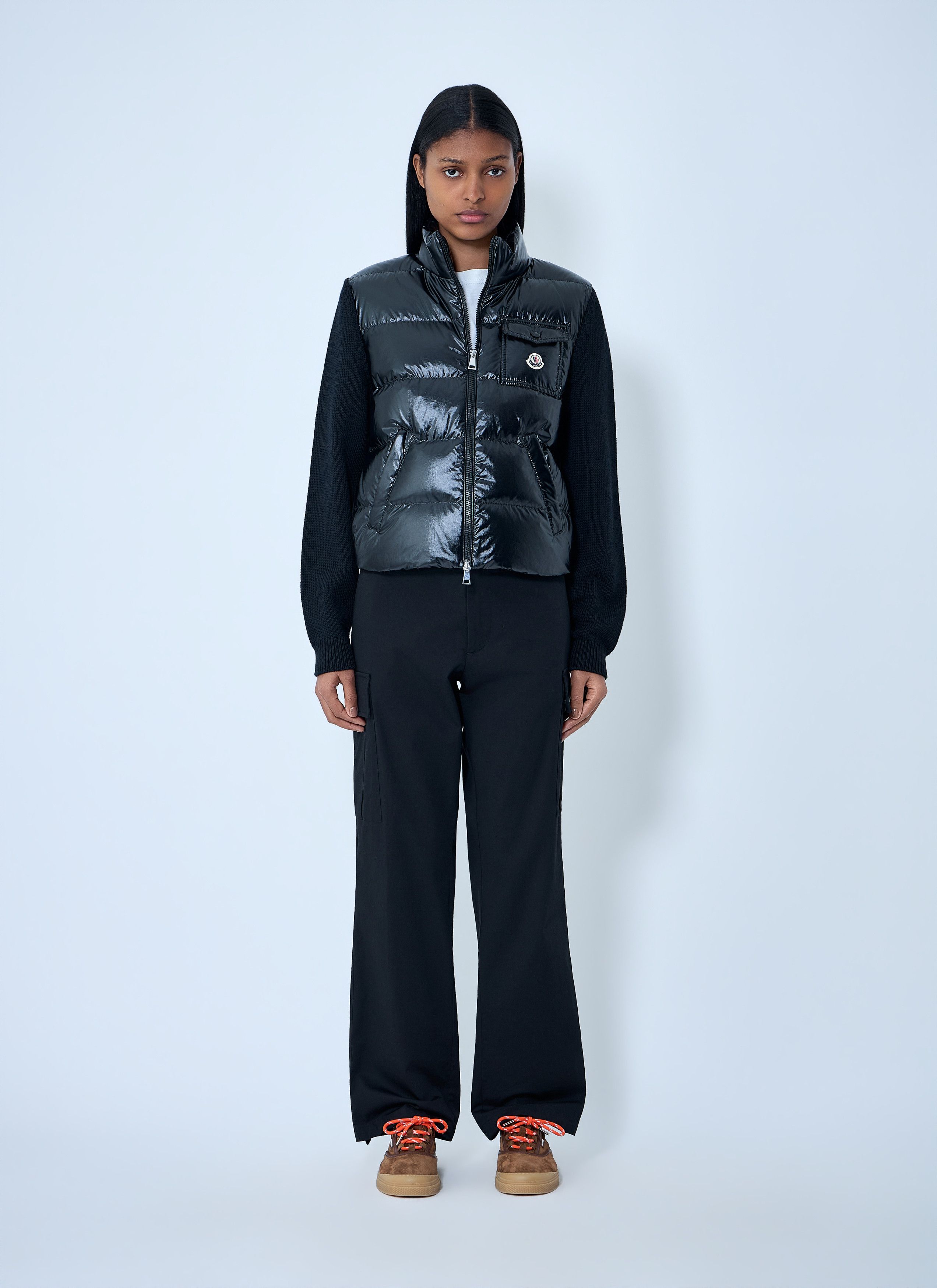 Moncler Quilted Down Gilet with Knit Sleeves Size M / US 6-8 / IT 42-44 - 2 Thumbnail