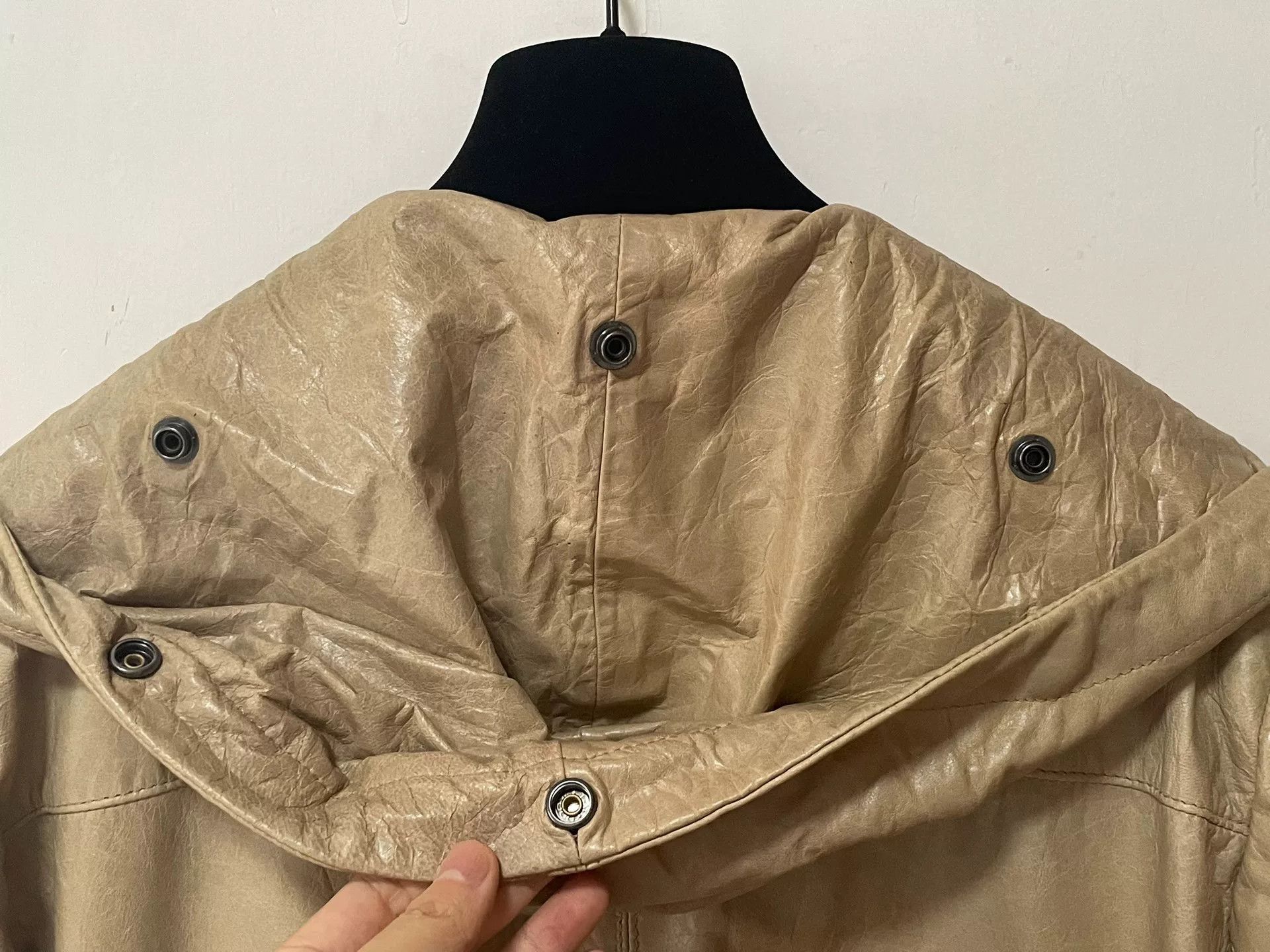 Helmut Lang Helmut Lang Beige Leather Hooded Jacket Size US M / EU 48-50 / 2 - 5 Thumbnail