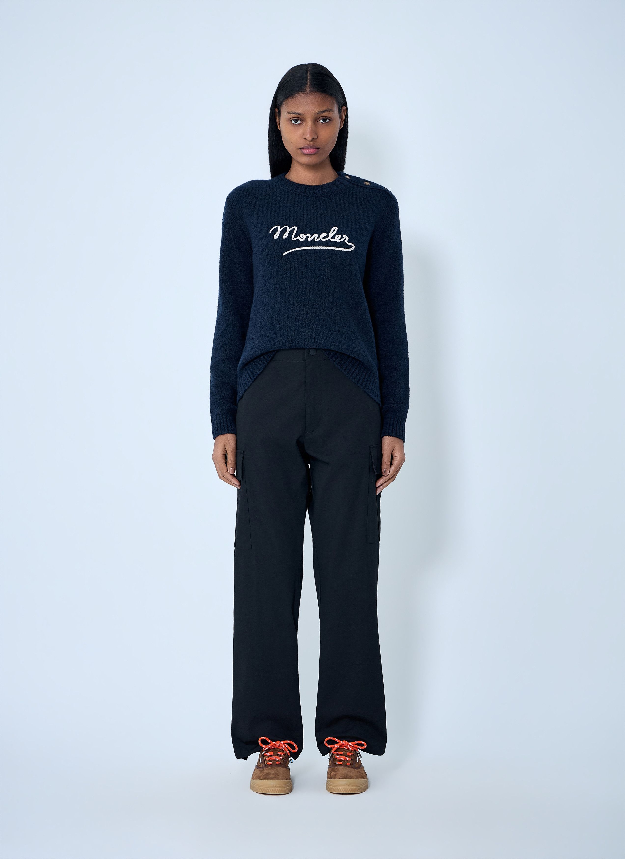 Moncler Embroidered Logo Wool Sweater Size M / US 6-8 / IT 42-44 - 2 Thumbnail