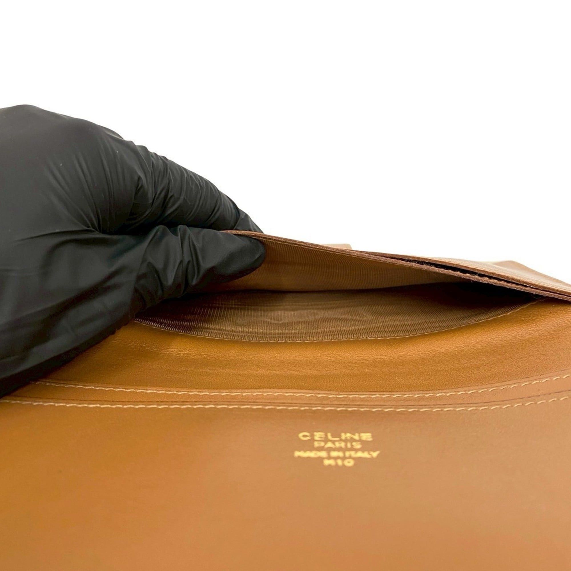 Celine CELINE Macadam Triomphe Logo Leather Bifold Clasp Long Wallet Beige Brown 37447 Size ONE SIZE - 9 Thumbnail
