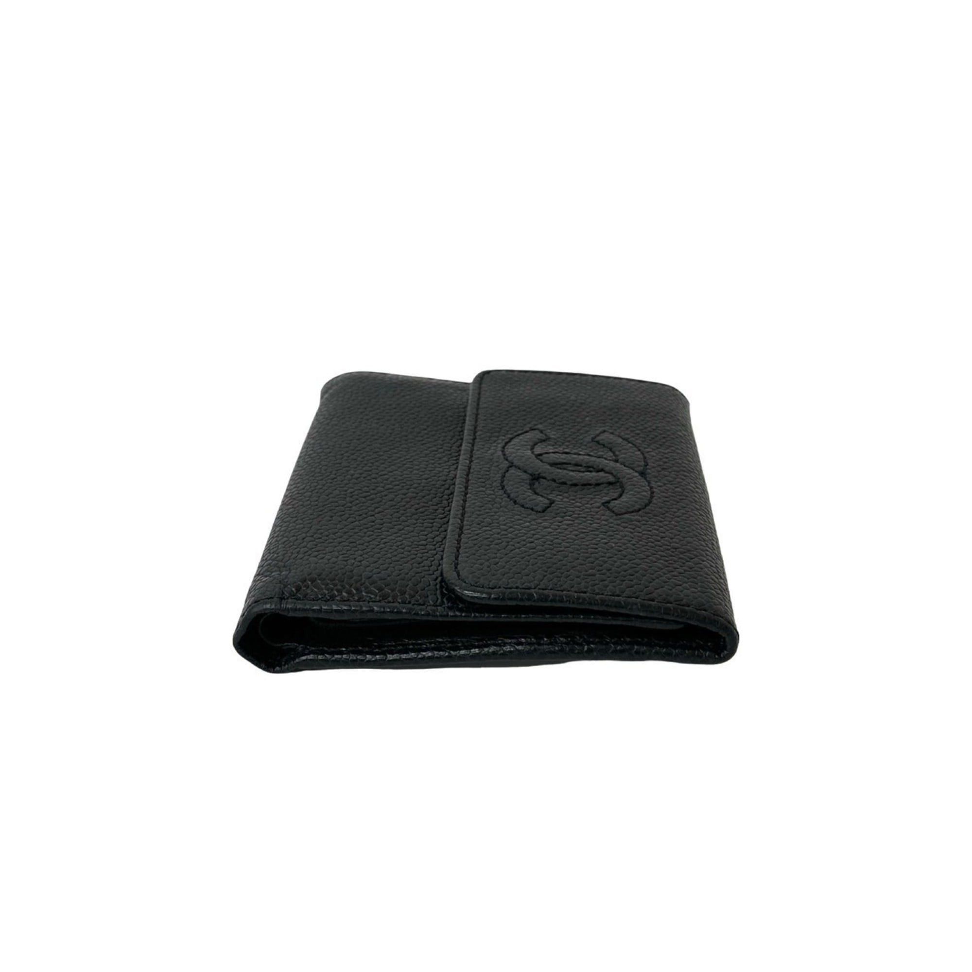 Chanel CHANEL Coco Mark Caviar Leather Tri-fold Wallet Black 32964 Size ONE SIZE - 5 Thumbnail