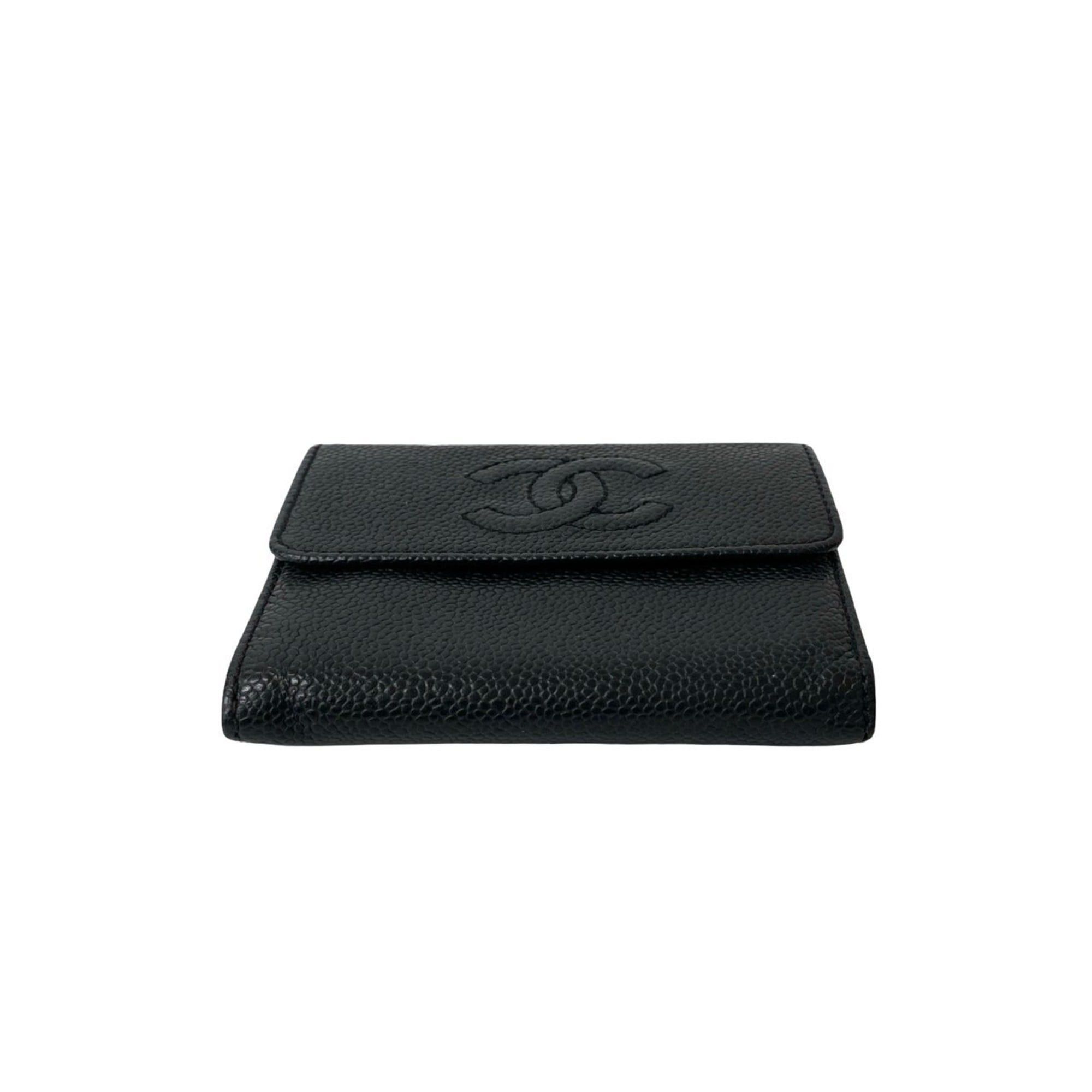Chanel CHANEL Coco Mark Caviar Leather Tri-fold Wallet Black 32964 Size ONE SIZE - 6 Thumbnail