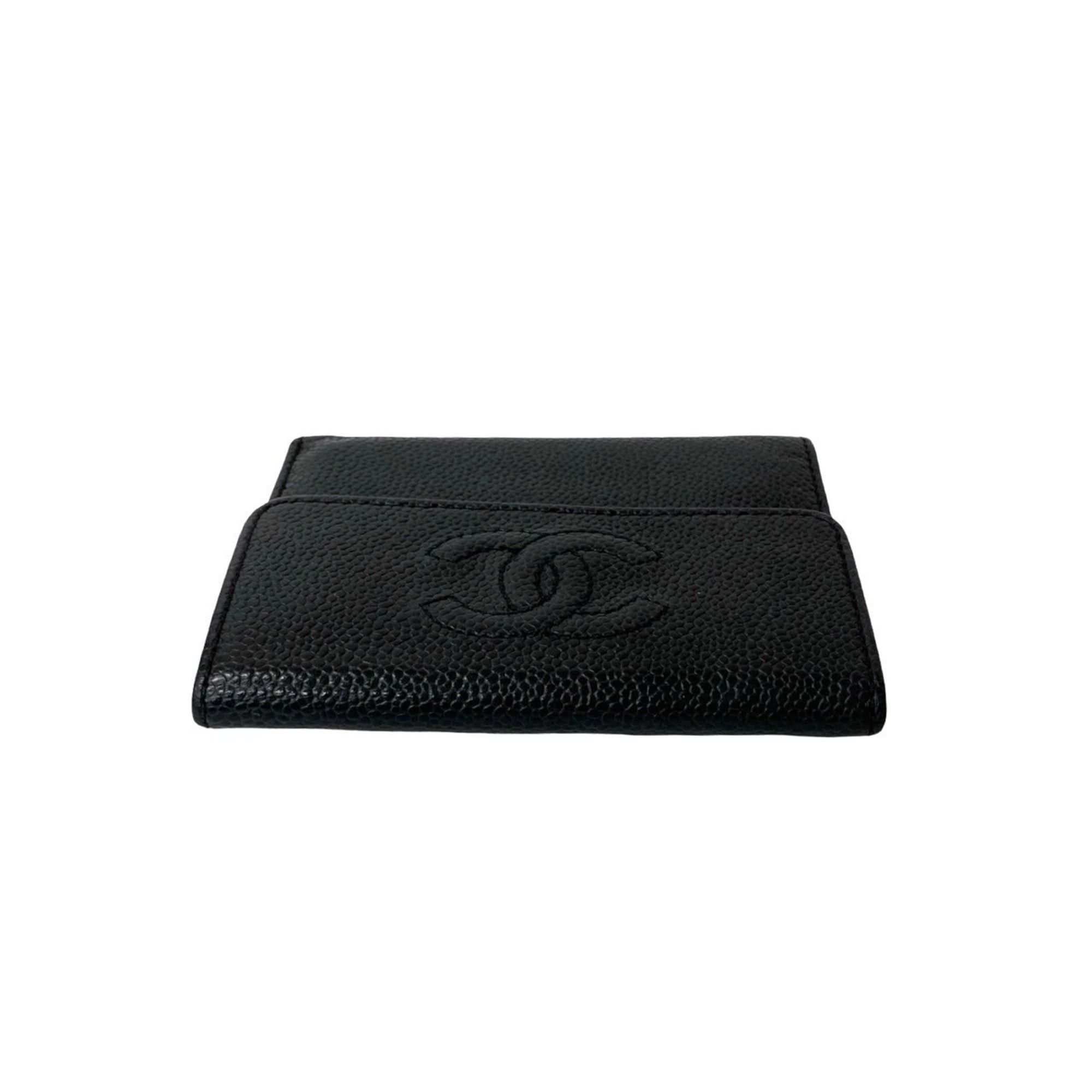 Chanel CHANEL Coco Mark Caviar Leather Tri-fold Wallet Black 32964 Size ONE SIZE - 3 Thumbnail