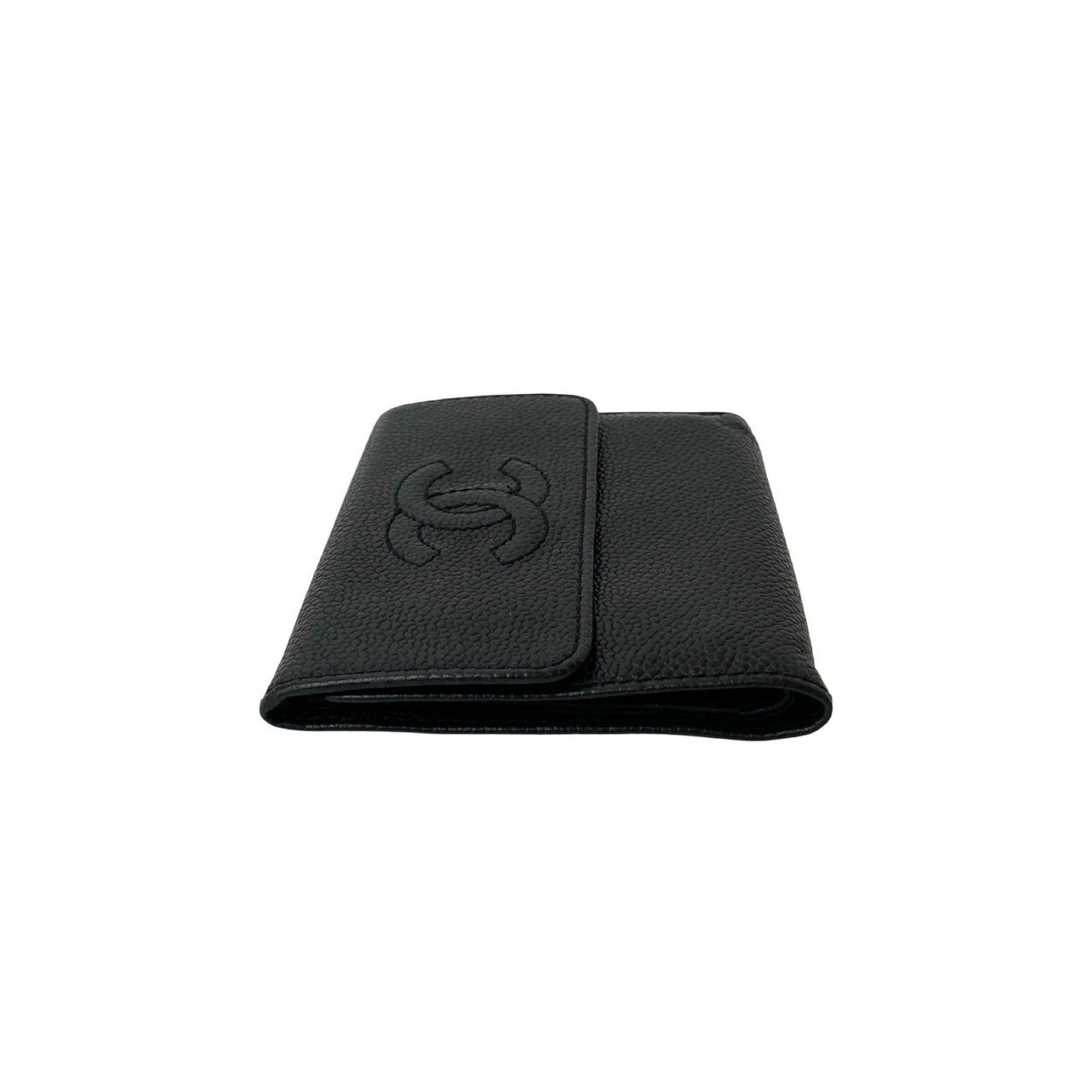 Chanel CHANEL Coco Mark Caviar Leather Tri-fold Wallet Black 32964 Size ONE SIZE - 4 Thumbnail