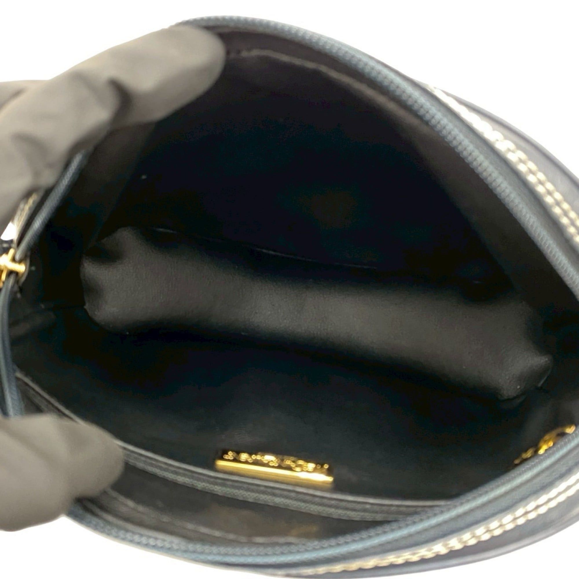 Yves Saint Laurent Yves Saint Laurent YSL Logo Cutout Leather Shoulder Bag, Navy, 33956 Size ONE SIZE - 9 Thumbnail