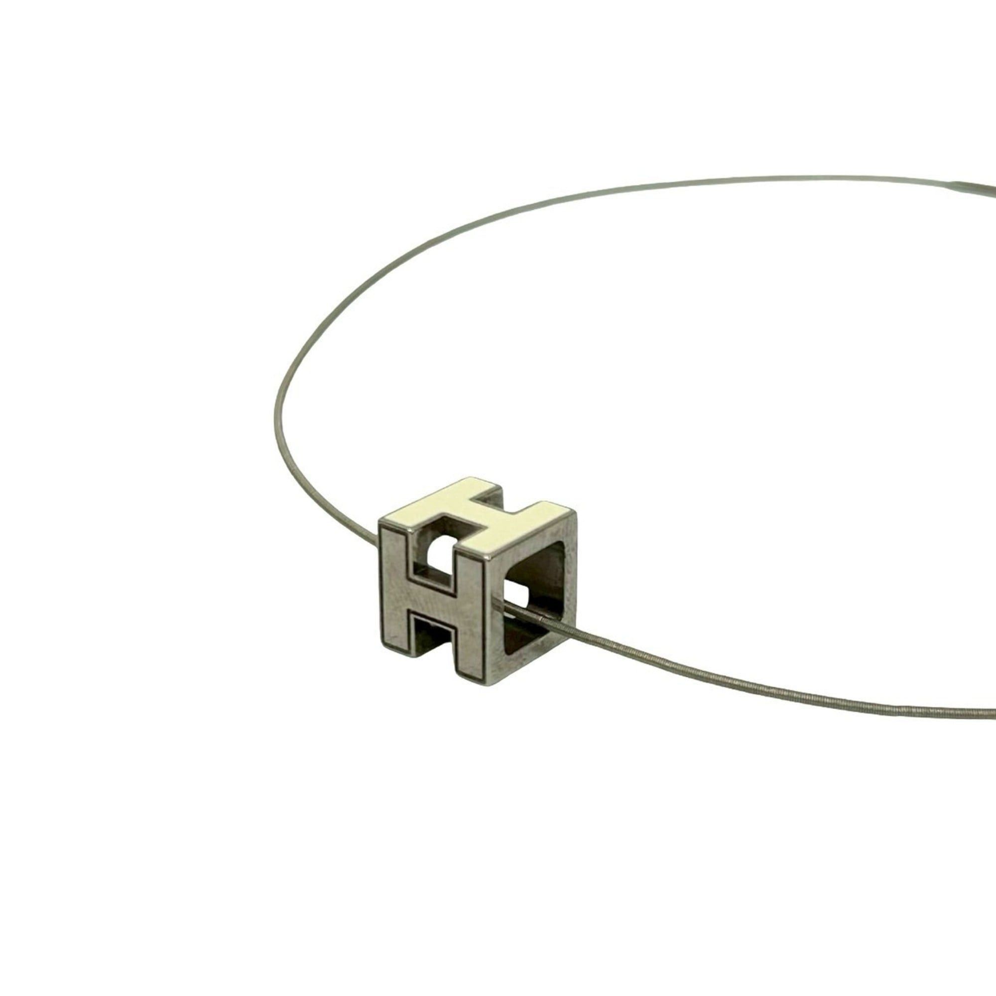 Hermes HERMES Hermès Case d'Ache H-Cube Metal Necklace Pendant in Silver and Off-White, 1606b Size ONE SIZE - 4 Thumbnail